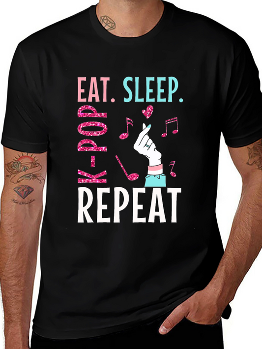 Eat Sleep K-Pop Repeat Graphic Tee