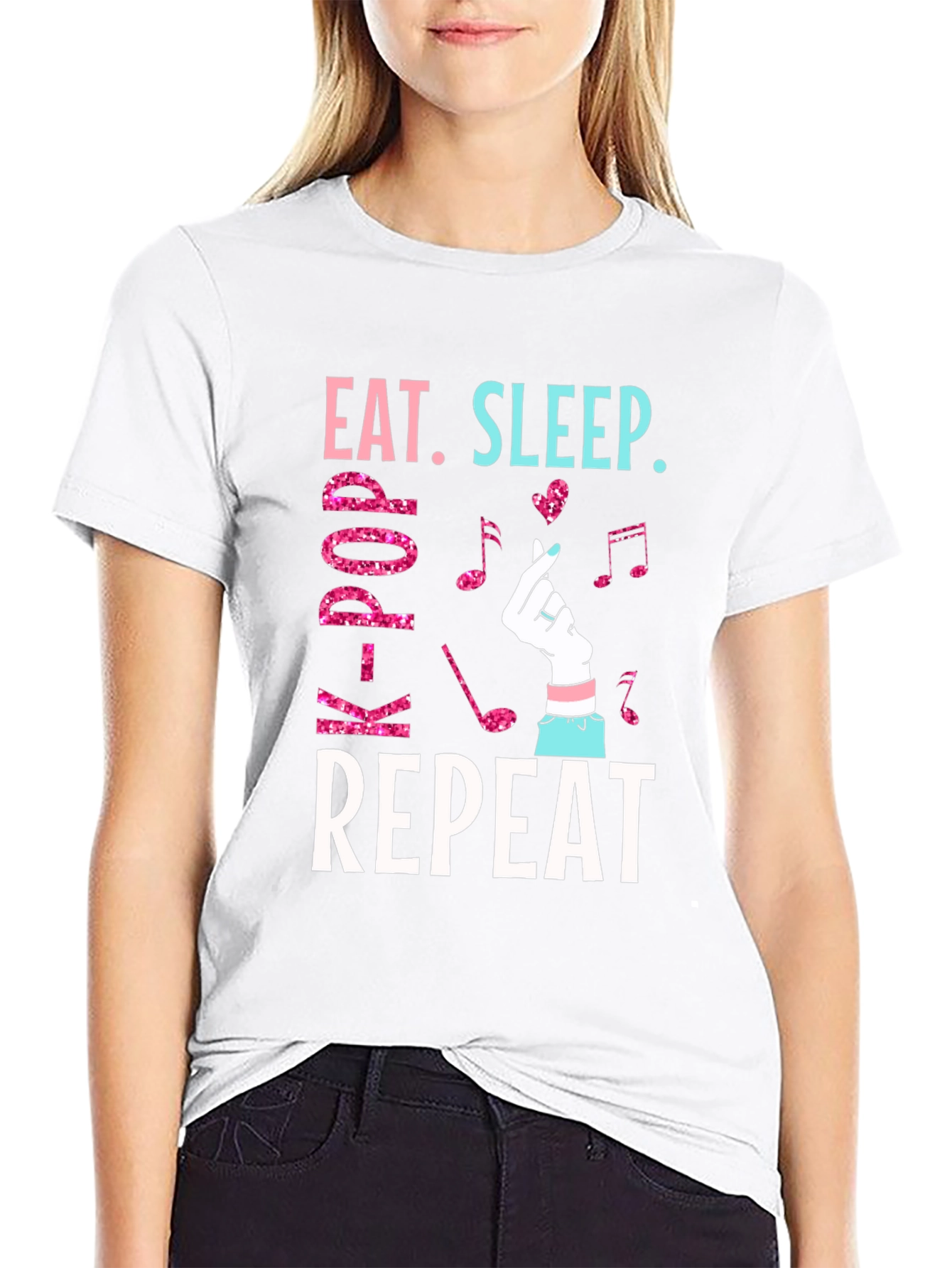 Eat Sleep K-Pop Repeat Graphic Tee
