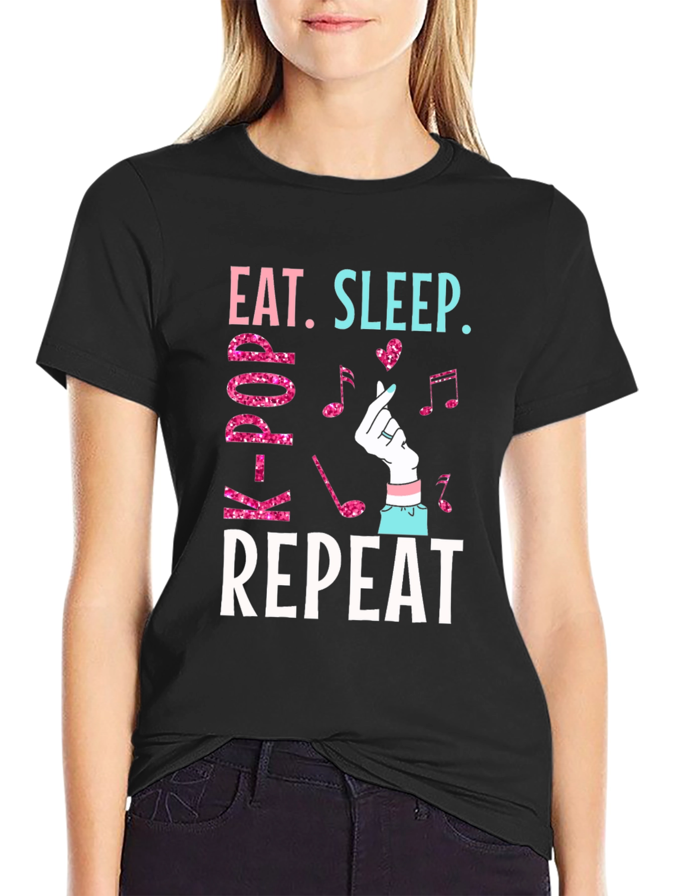 Eat Sleep K-Pop Repeat Graphic Tee