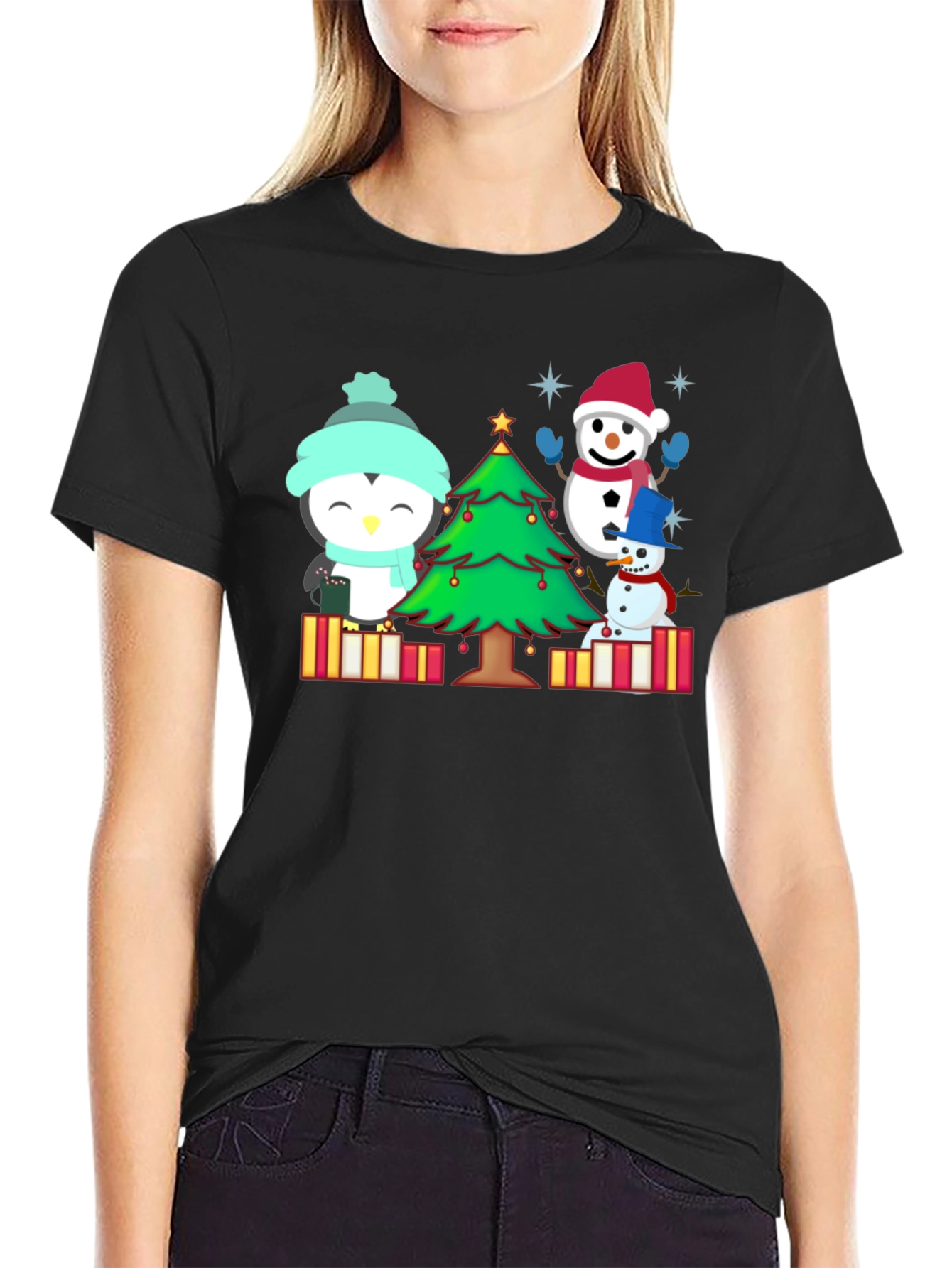Festive Penguin & Snowman Christmas T-Shirt