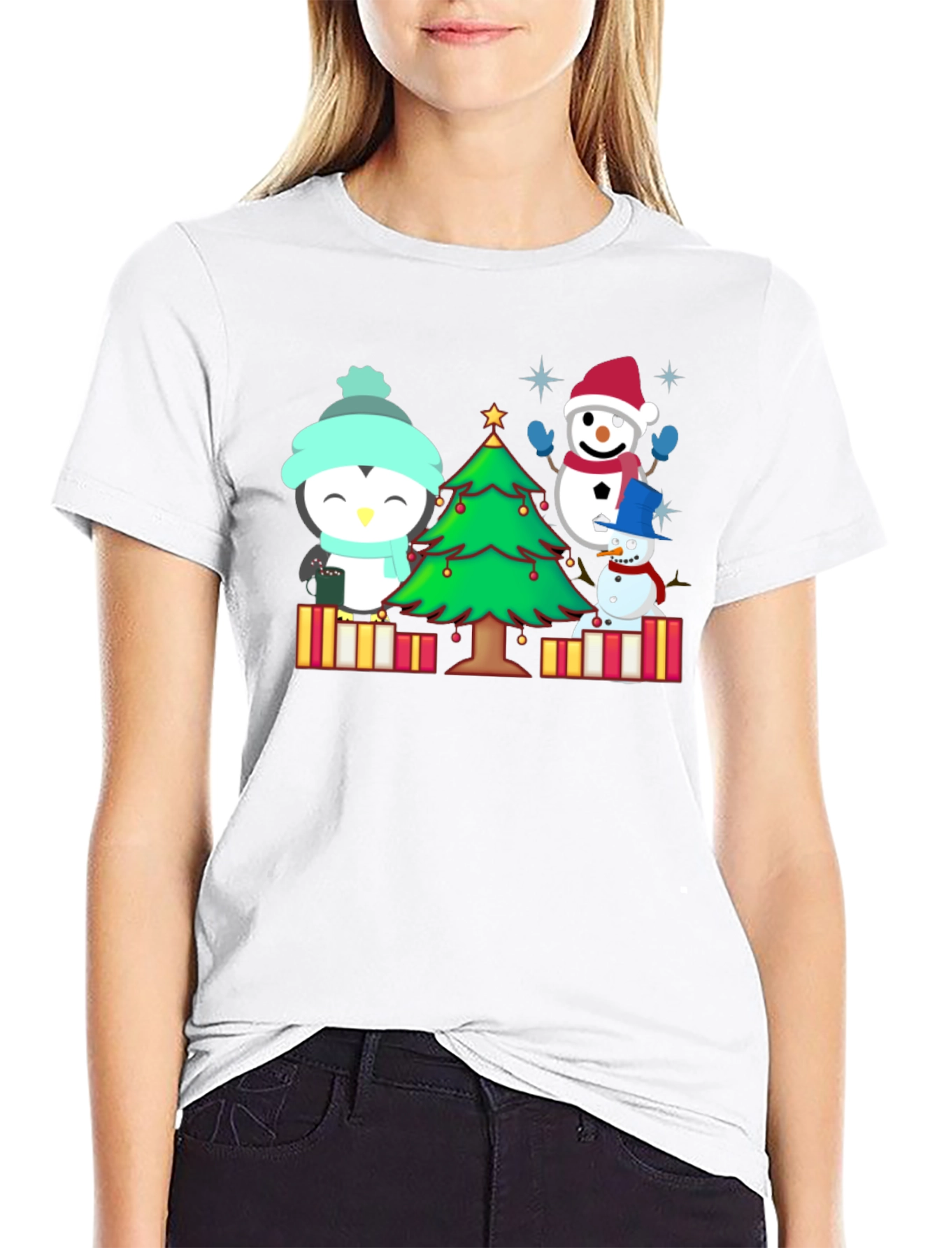 Festive Penguin & Snowman Christmas T-Shirt