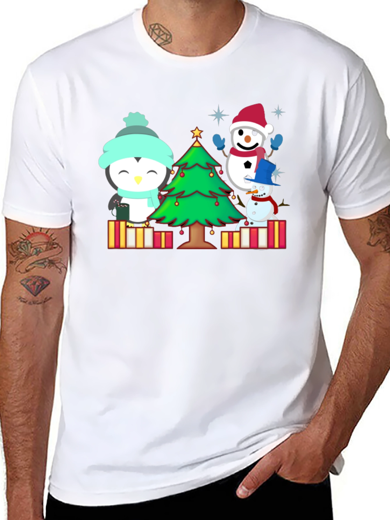Festive Penguin & Snowman Christmas T-Shirt