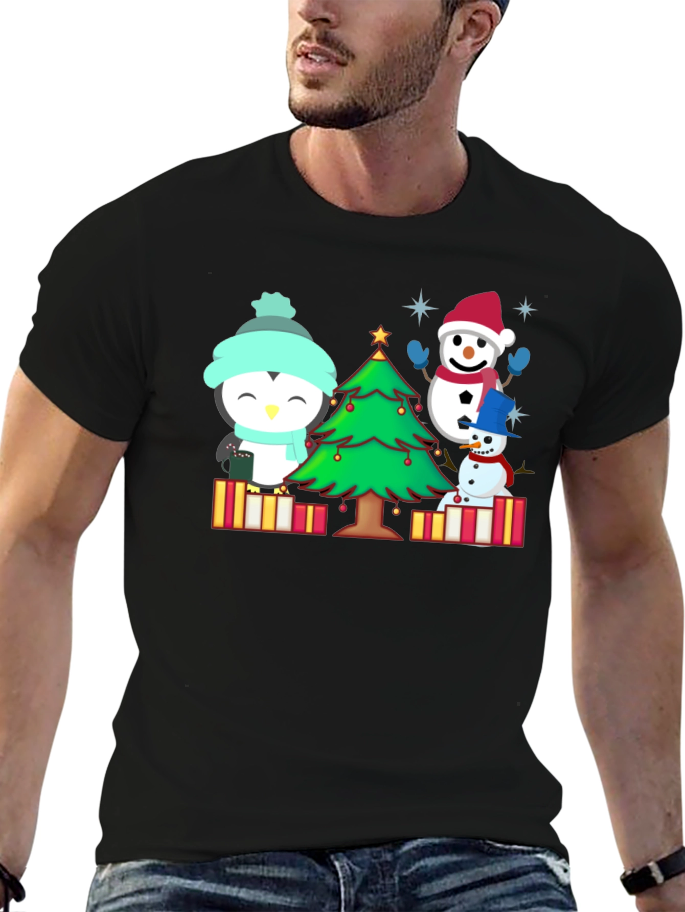 Festive Penguin & Snowman Christmas T-Shirt