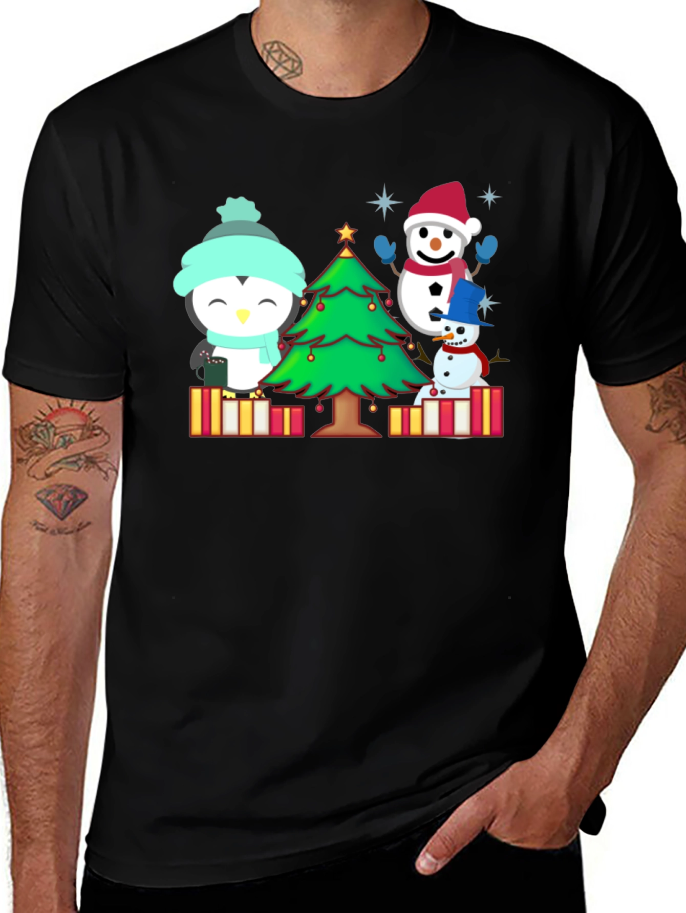 Festive Penguin & Snowman Christmas T-Shirt