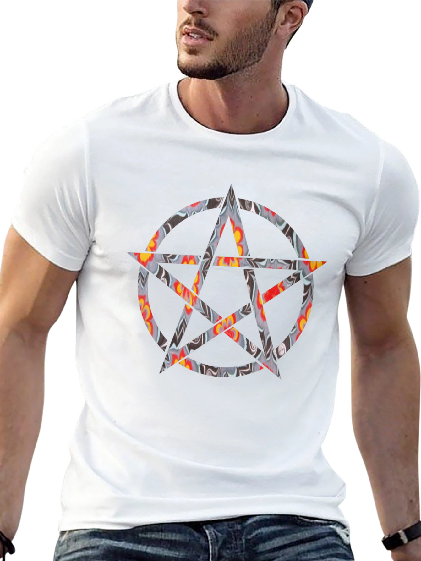 Statement Black Graphic Tee with Star Design