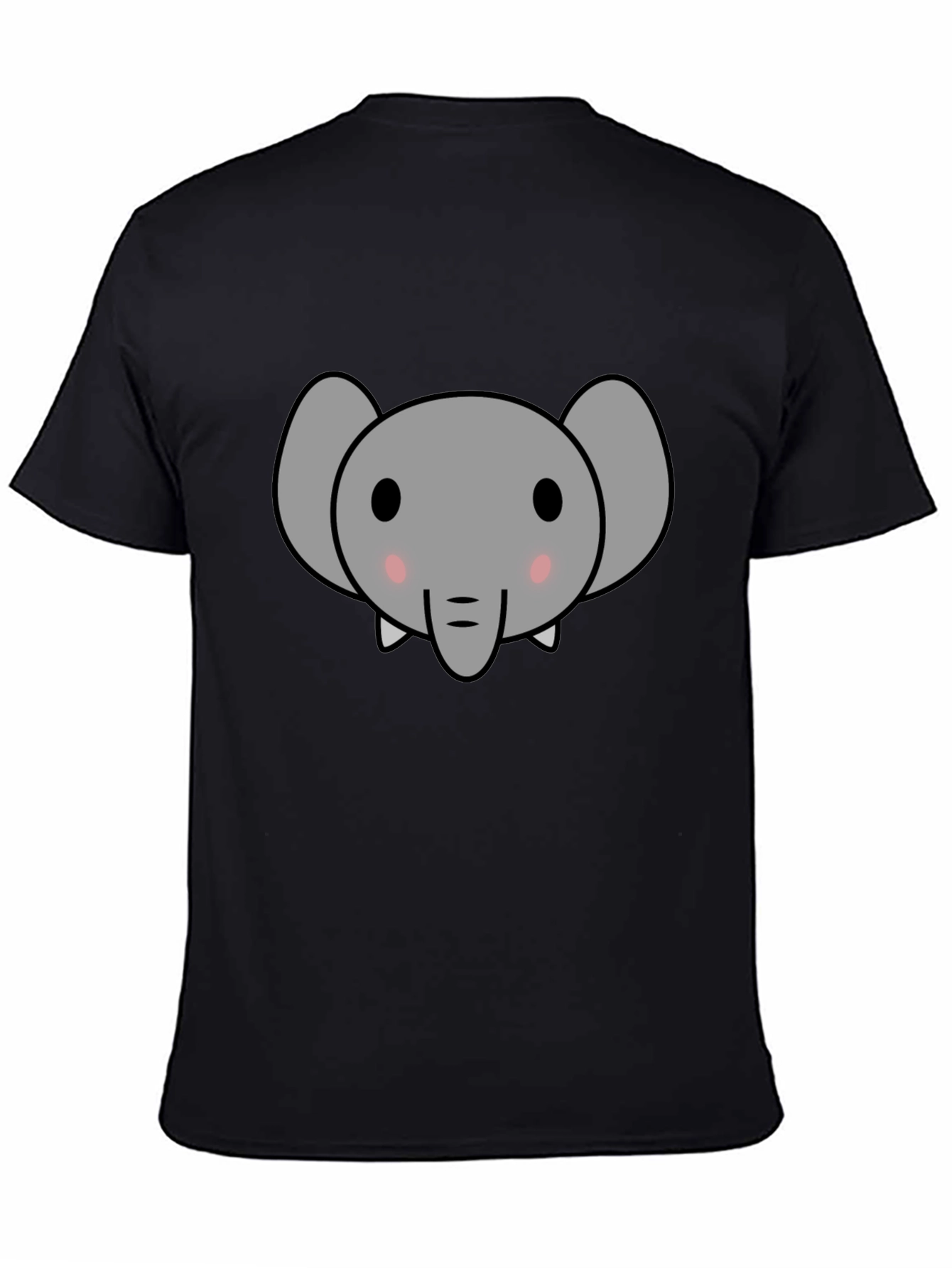 Cute Elephant Graphic Tee - Black Cotton T-Shirt