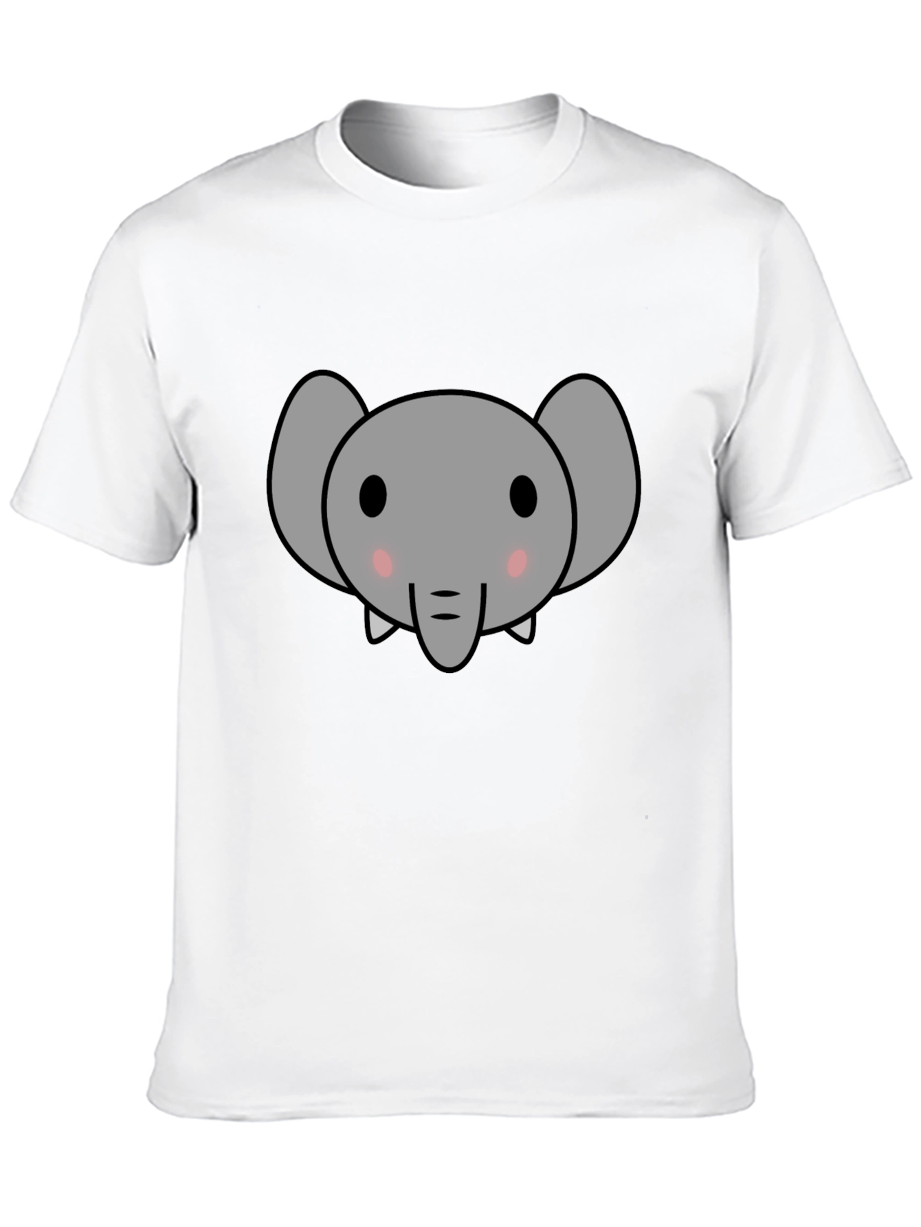 Cute Elephant Graphic Tee - Black Cotton T-Shirt