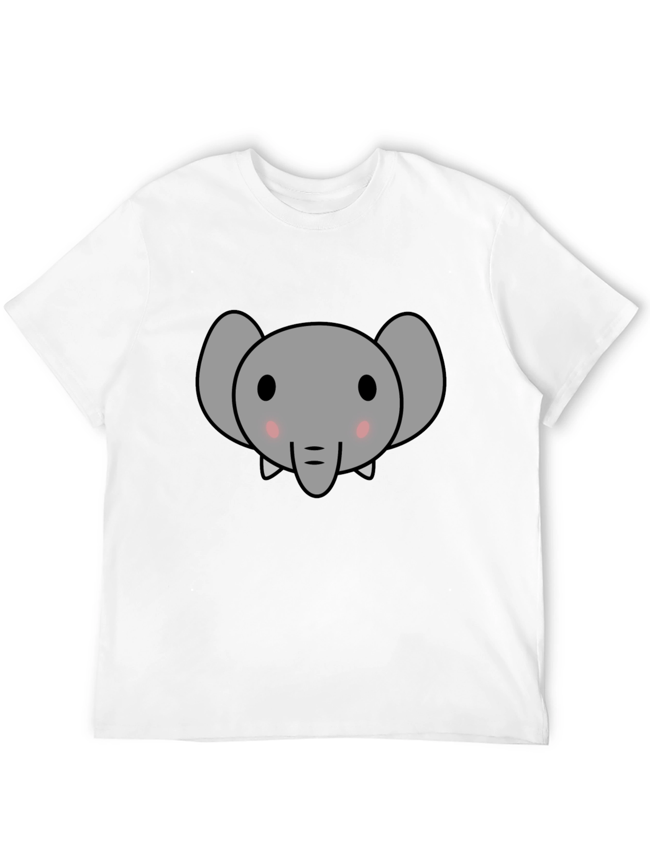Cute Elephant Graphic Tee - Black Cotton T-Shirt