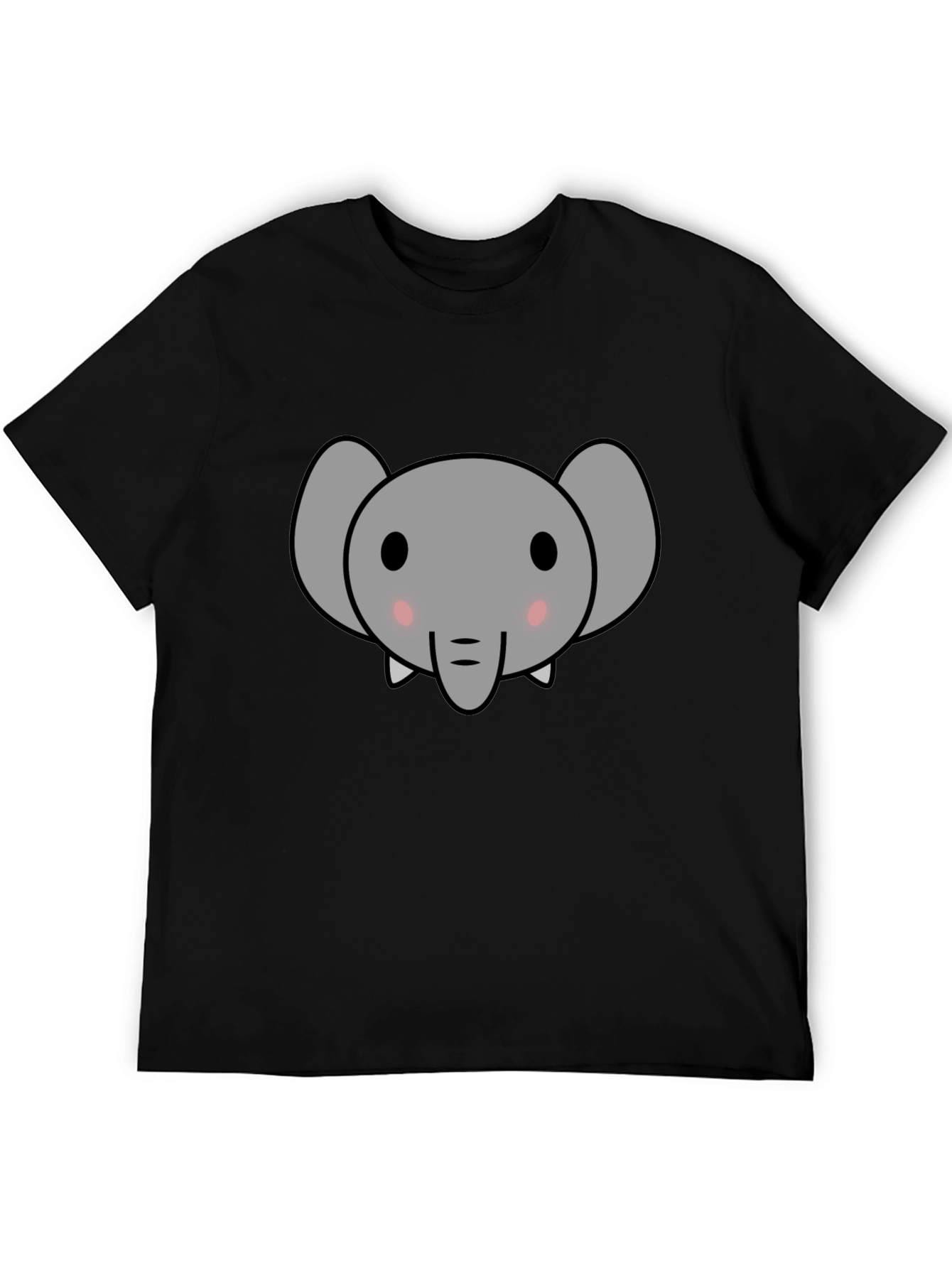 Cute Elephant Graphic Tee - Black Cotton T-Shirt