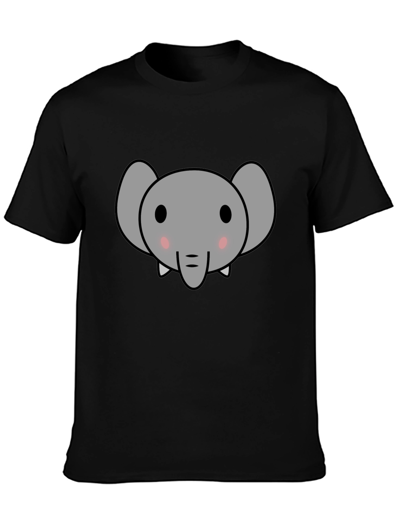 Cute Elephant Graphic Tee - Black Cotton T-Shirt