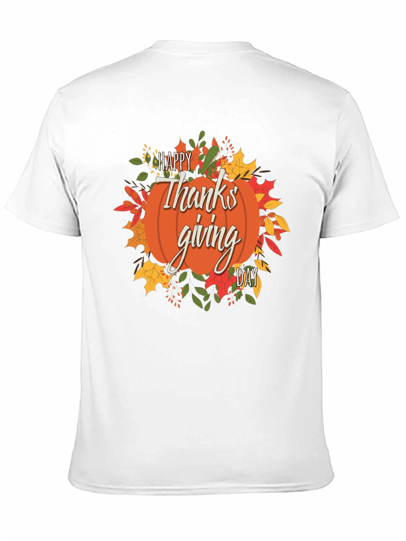 Happy Thanksgiving Day Pumpkin Graphic Tee - Black