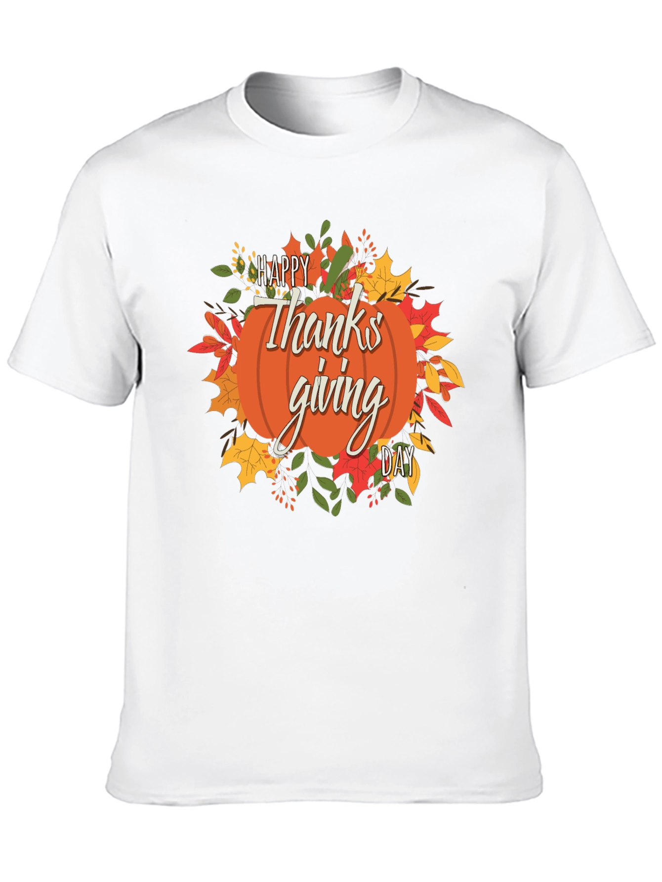 Happy Thanksgiving Day Pumpkin Graphic Tee - Black