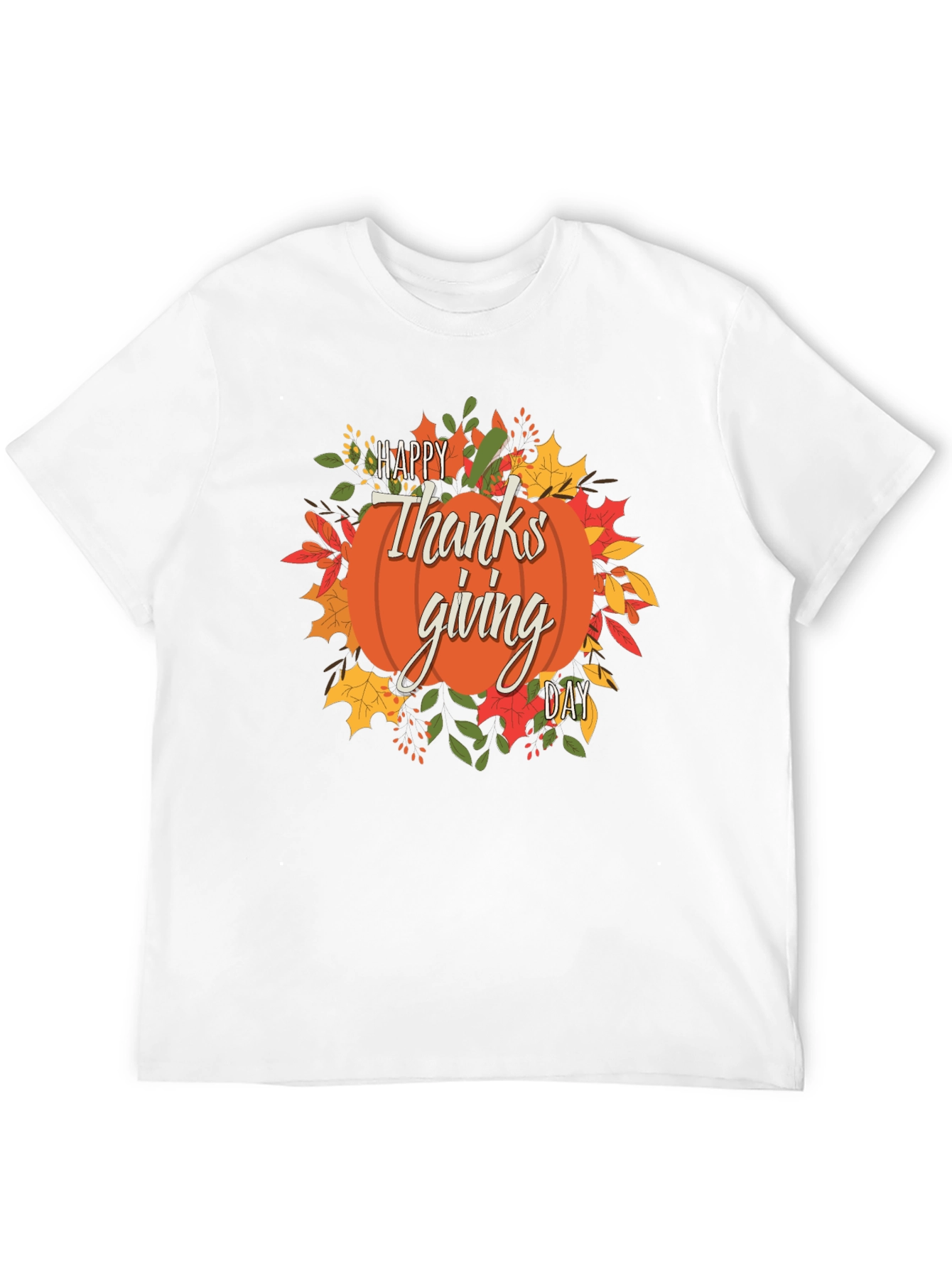 Happy Thanksgiving Day Pumpkin Graphic Tee - Black
