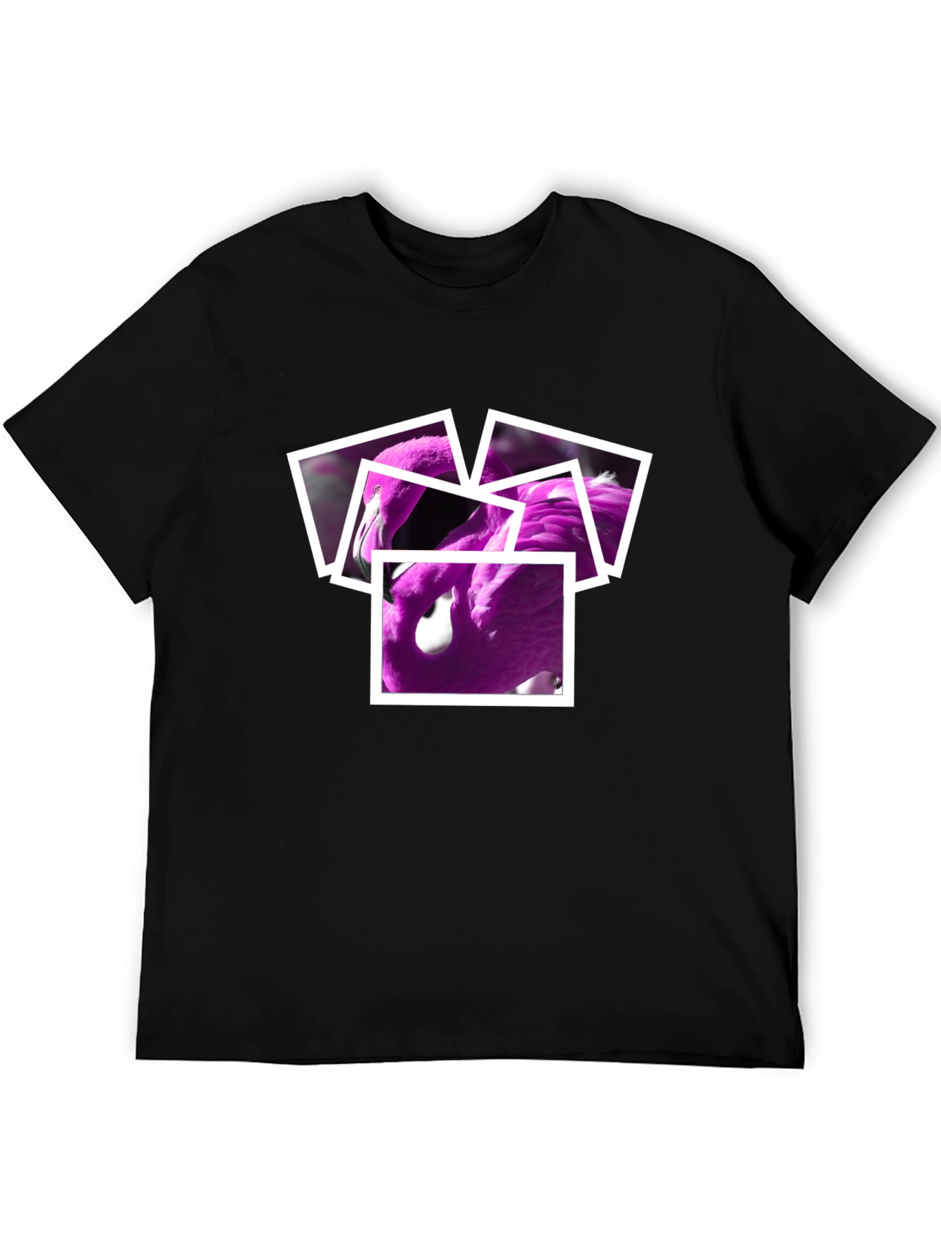 Flamingo Photo Collage Black T-Shirt