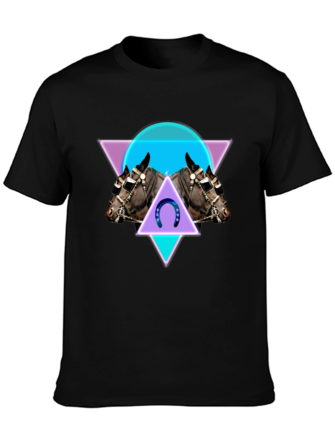 Geometric Horse Graphic Tee - Black