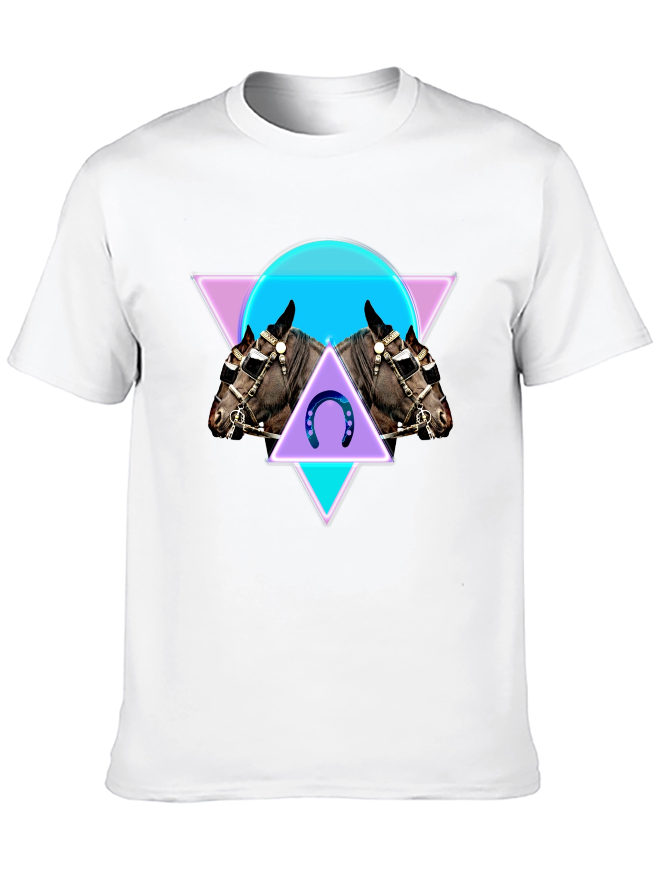 Geometric Horse Graphic Tee - Black