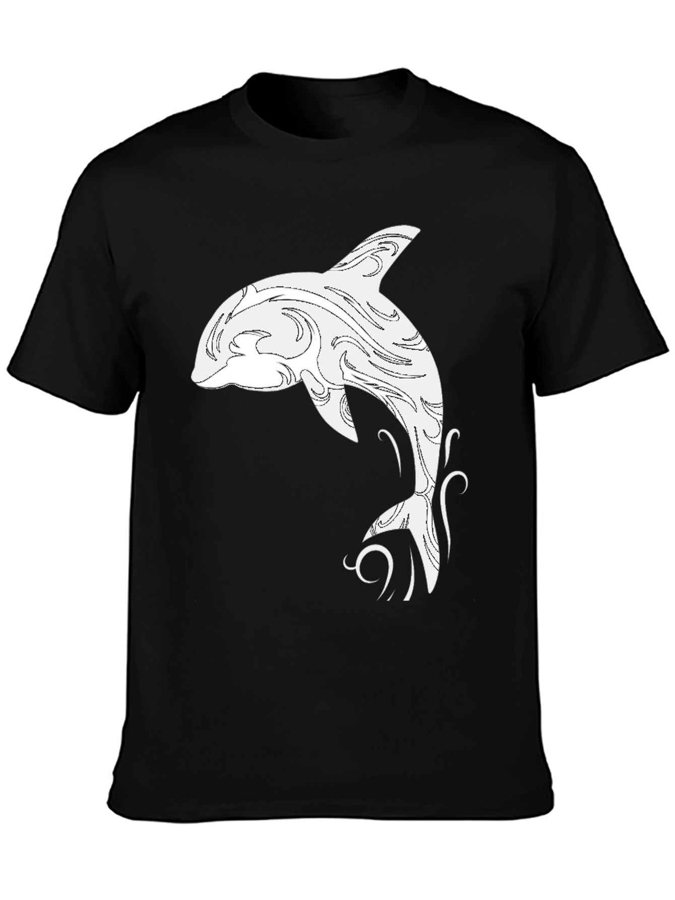 Black T-Shirt with White Orca Design