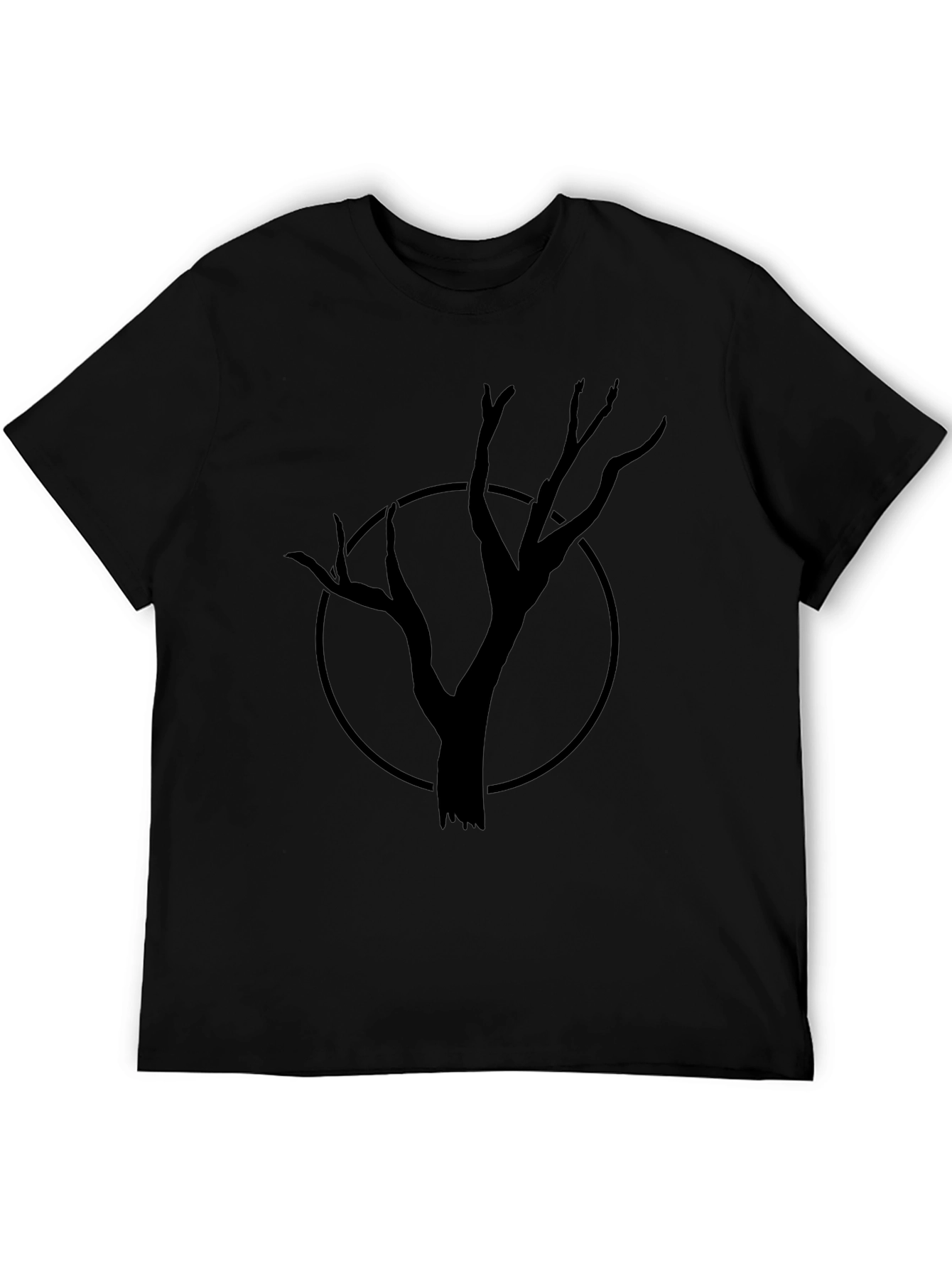 Mens Black Tree Graphic Tee - Unique Design