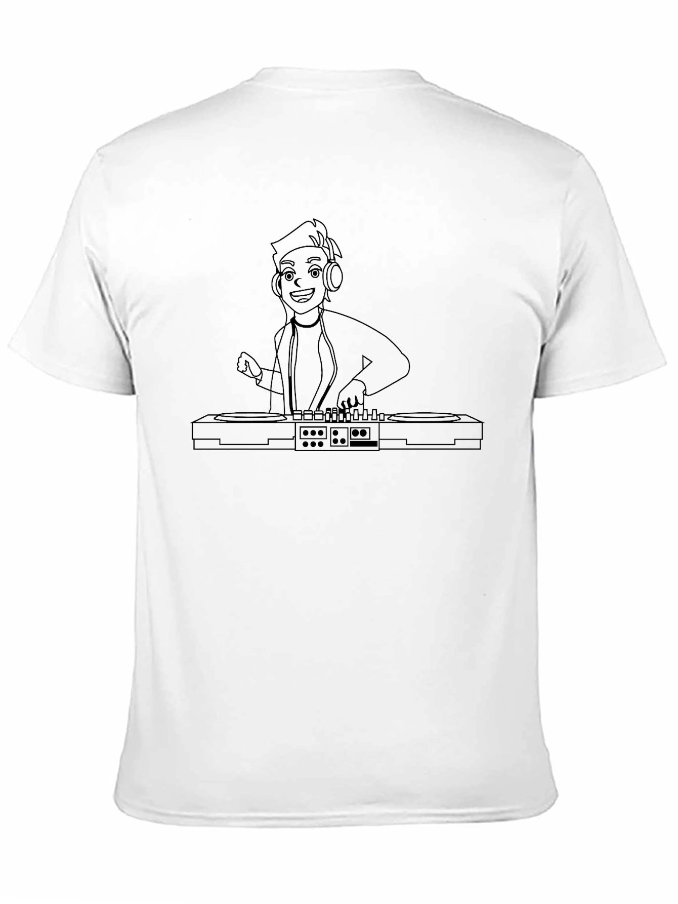 DJ Cartoon Outline T-Shirt - Black