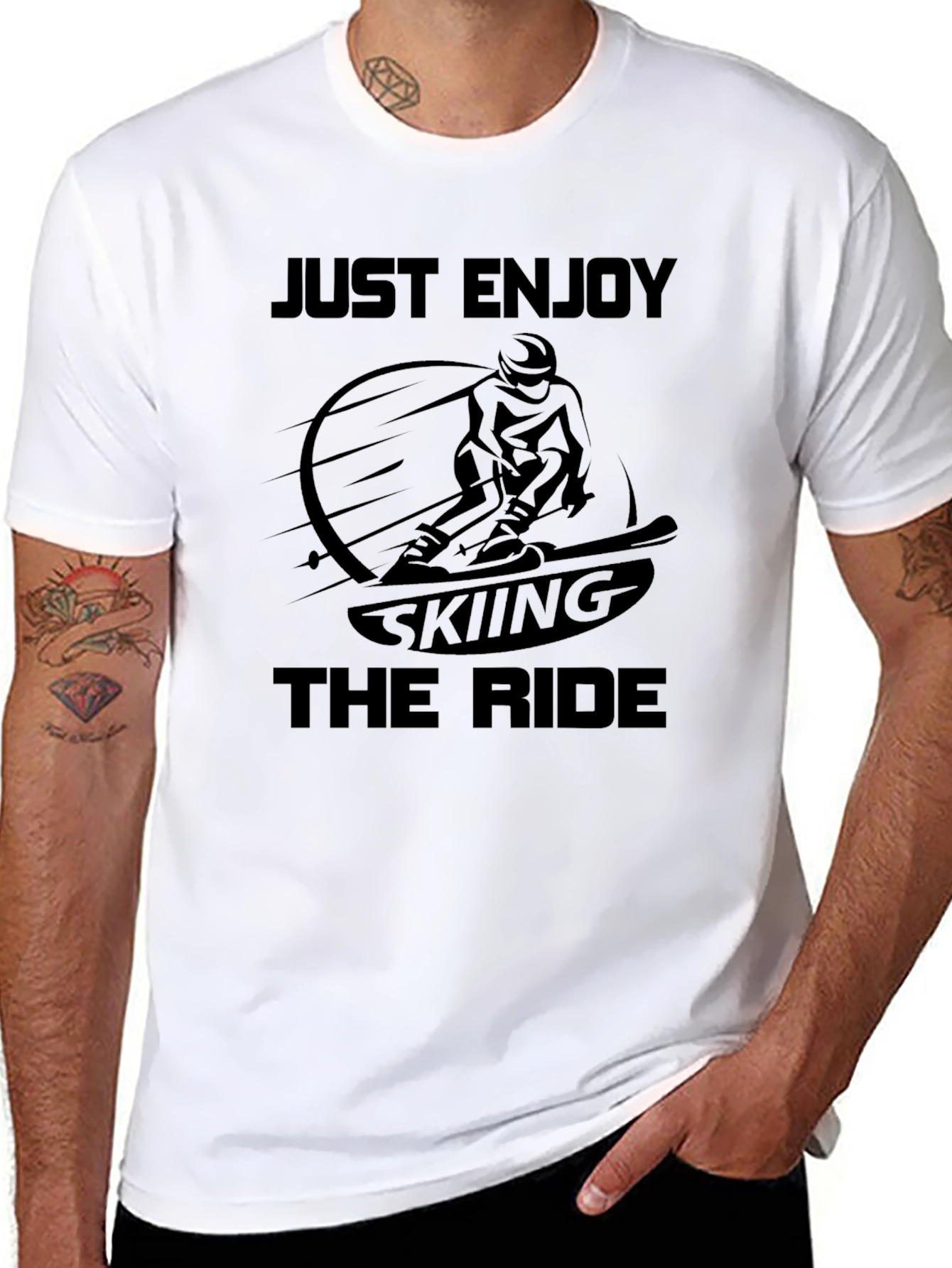 Just Enjoy Skiing The Ride Black T-Shirt