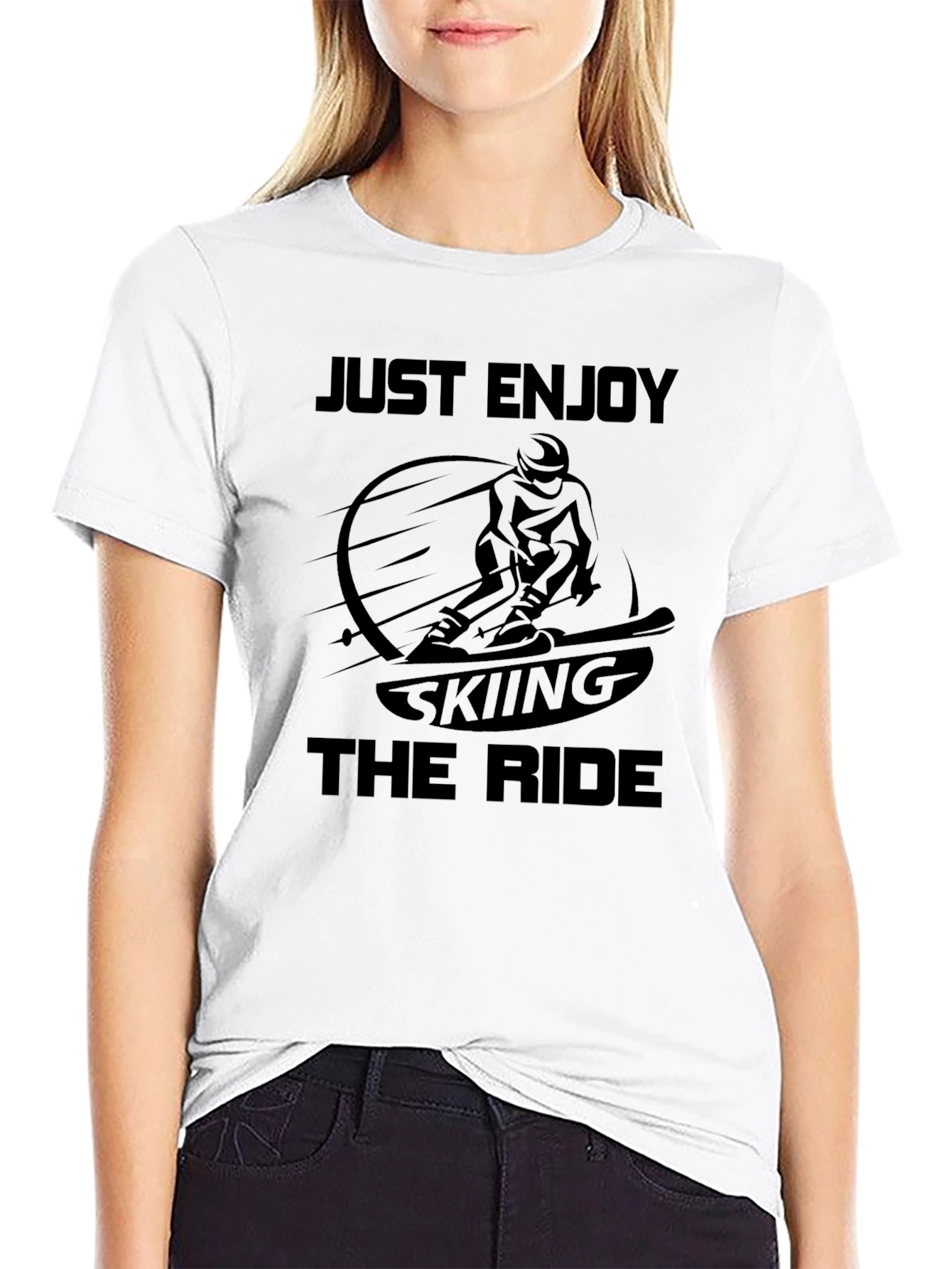 Just Enjoy Skiing The Ride Black T-Shirt
