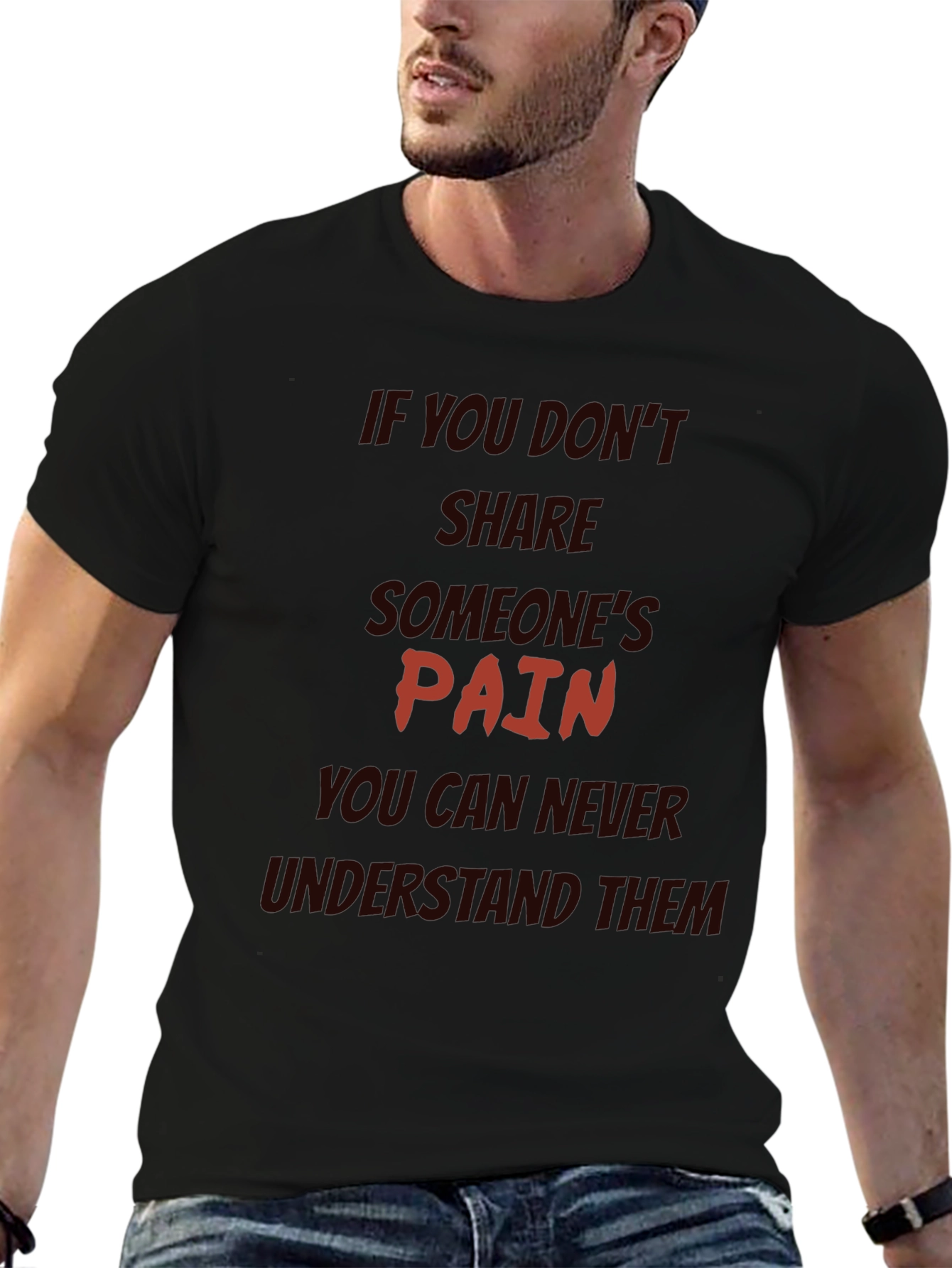 Pain Sharing Quote Black T-Shirt