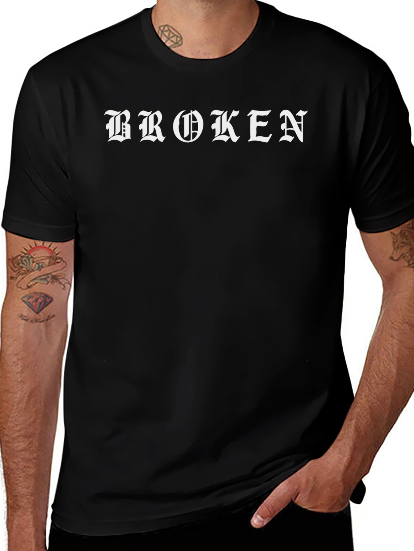 Broken Text Graphic T-Shirt - Black