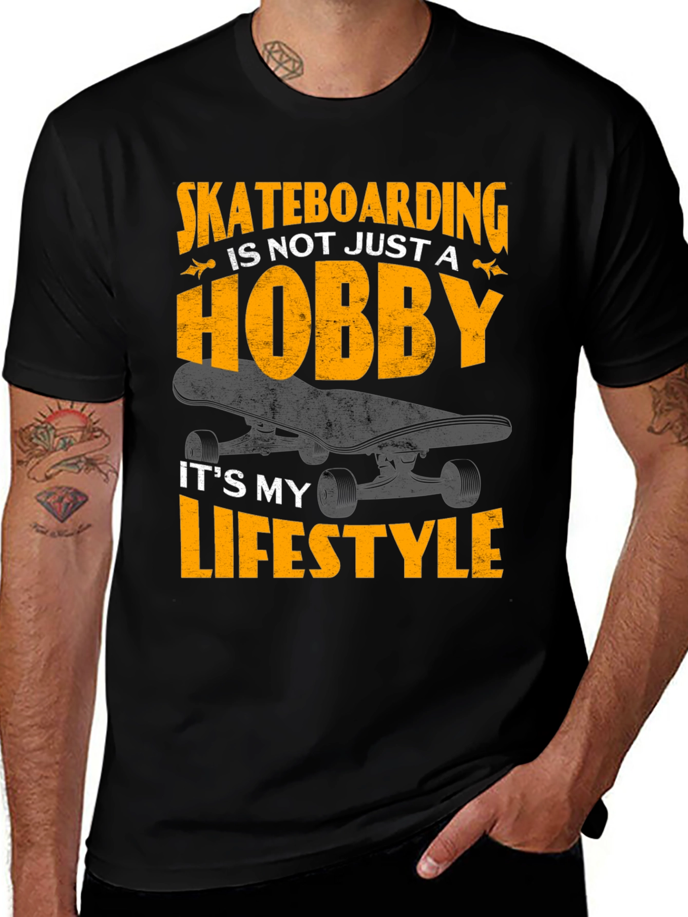 Skateboarding Lifestyle Graphic Tee - Black