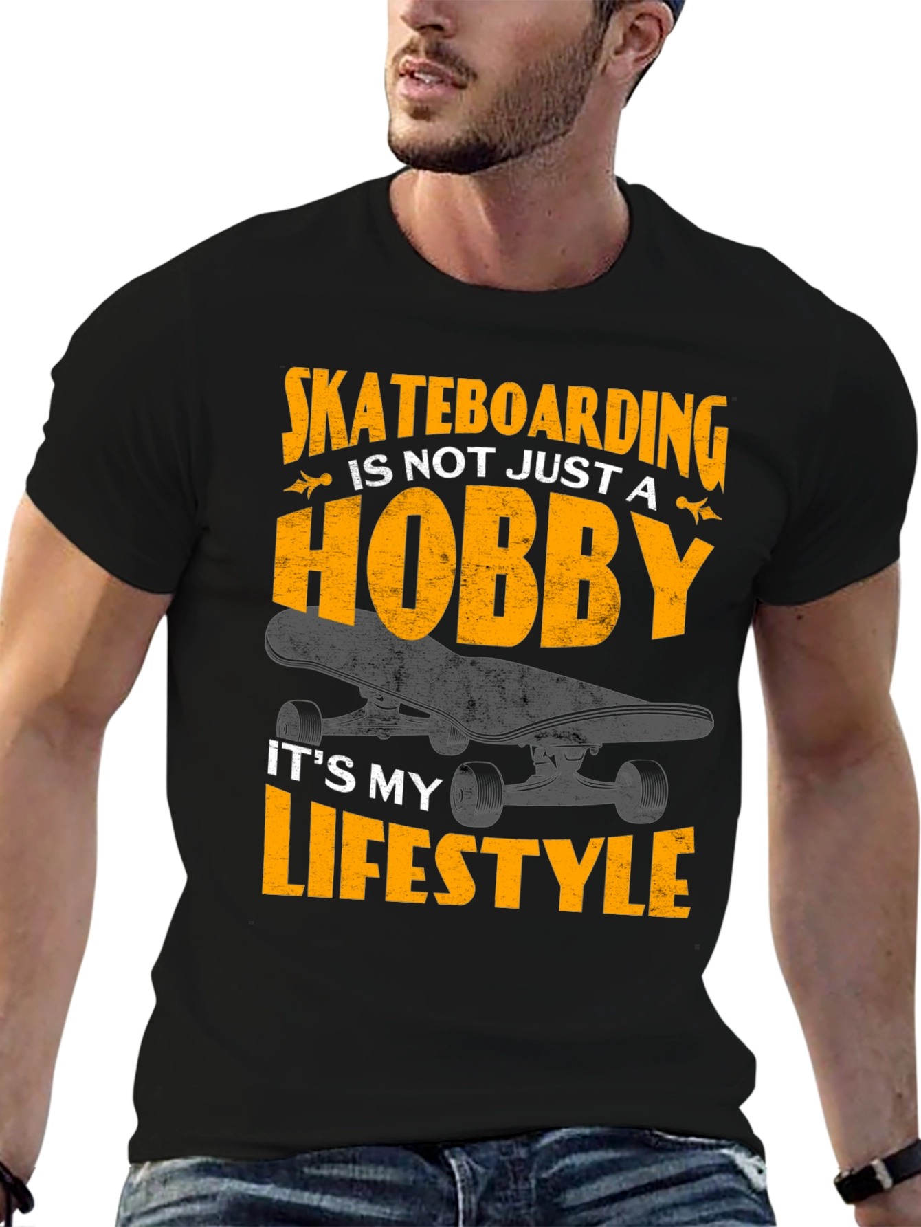 Skateboarding Lifestyle Graphic Tee - Black