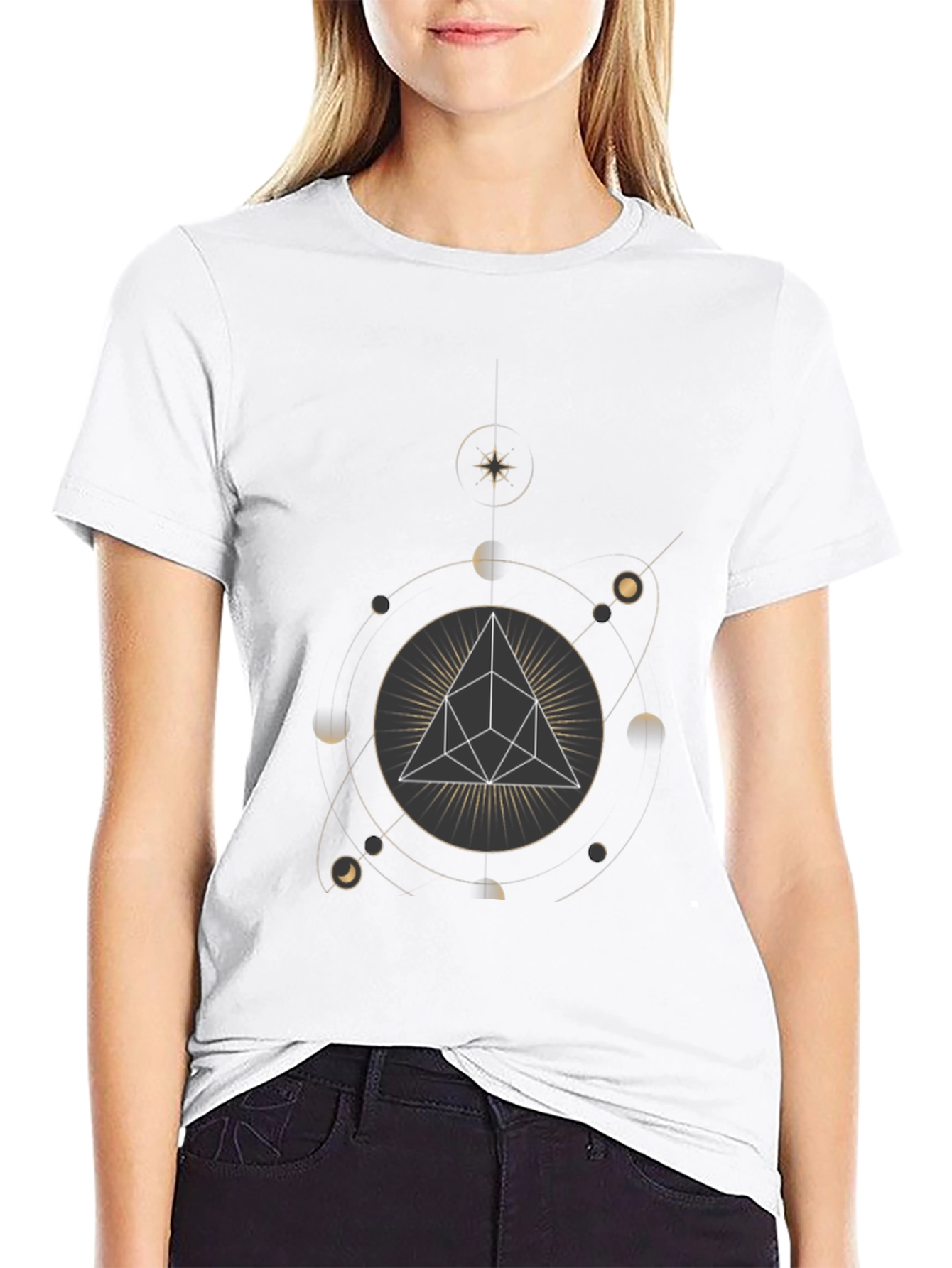 Geometric Graphic Print Crew Neck T-Shirt