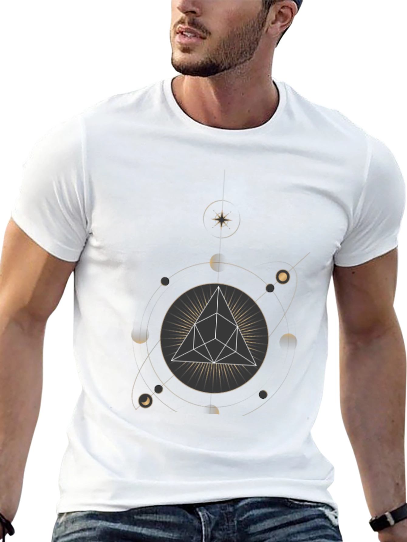 Geometric Graphic Print Crew Neck T-Shirt