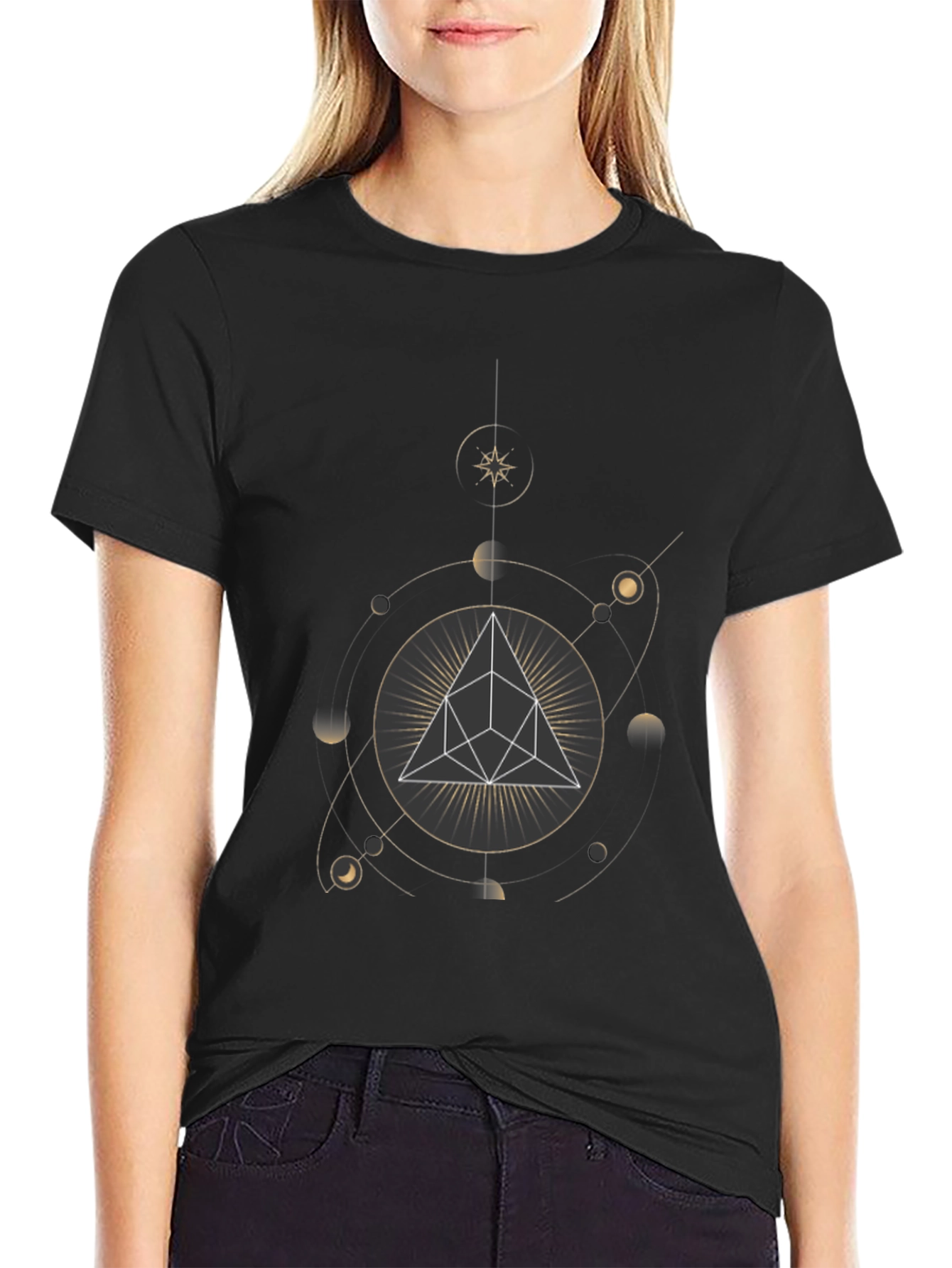 Geometric Graphic Print Crew Neck T-Shirt