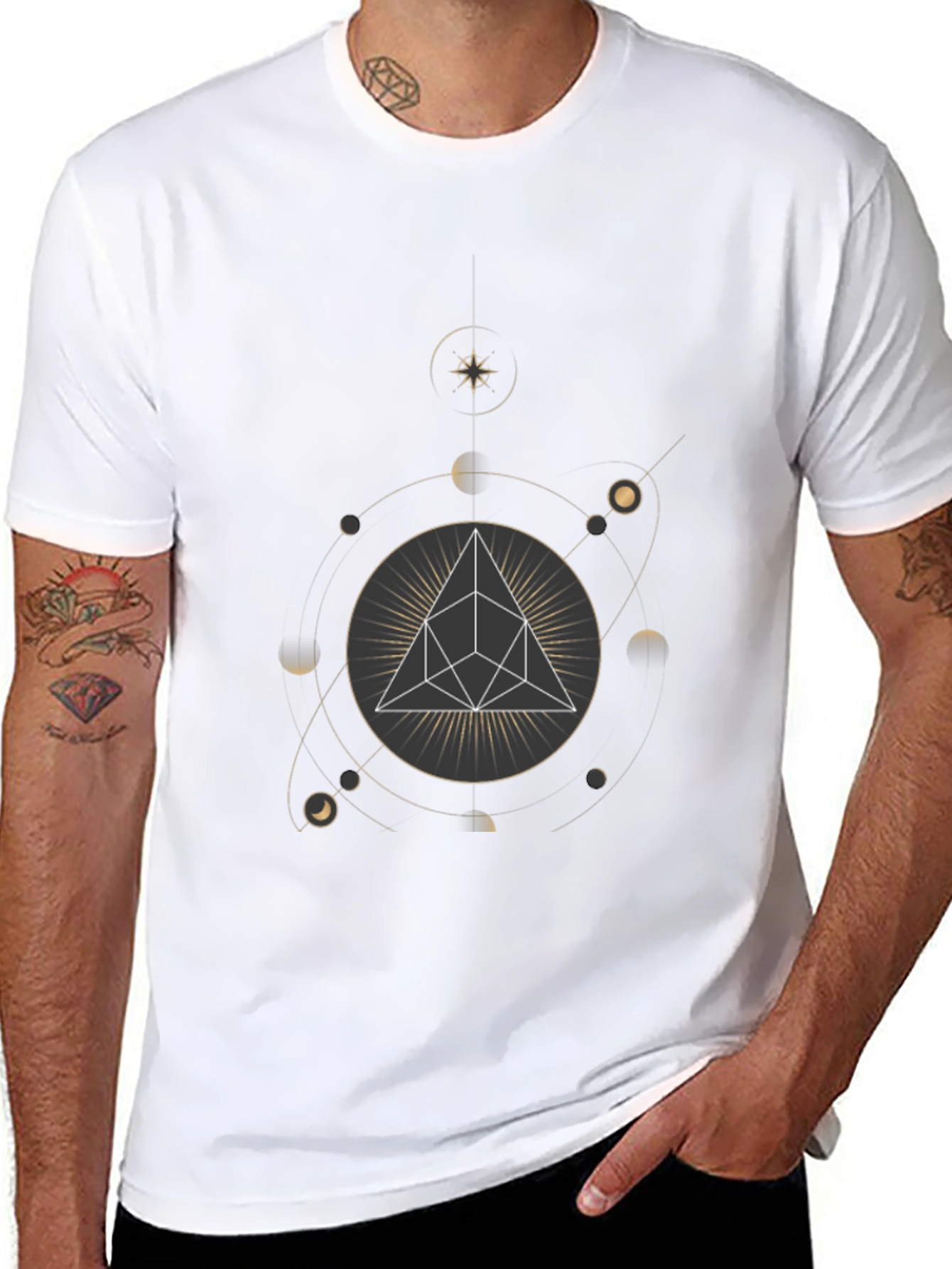 Geometric Graphic Print Crew Neck T-Shirt