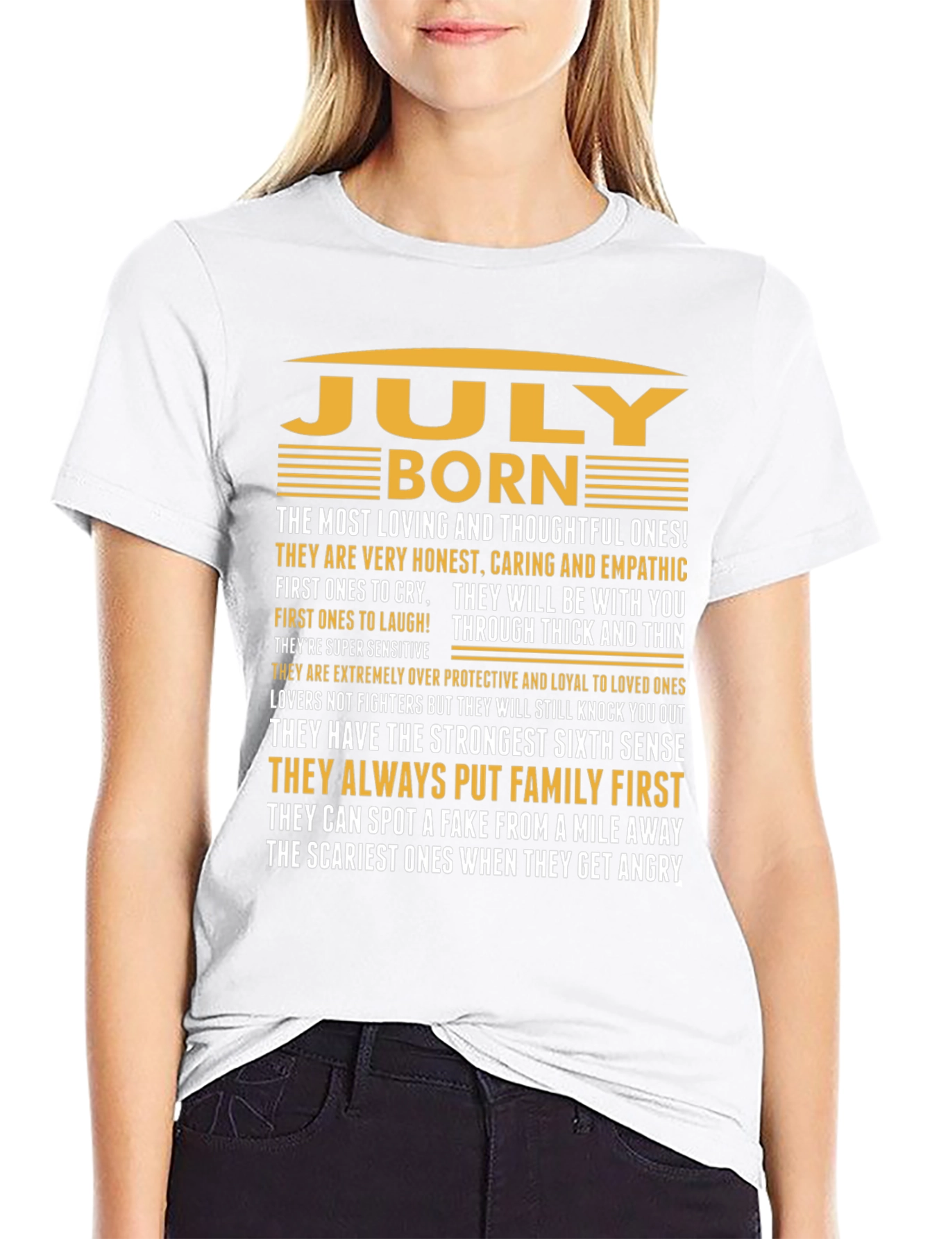 July Born Black T-Shirt - Loving & Thoughtful
