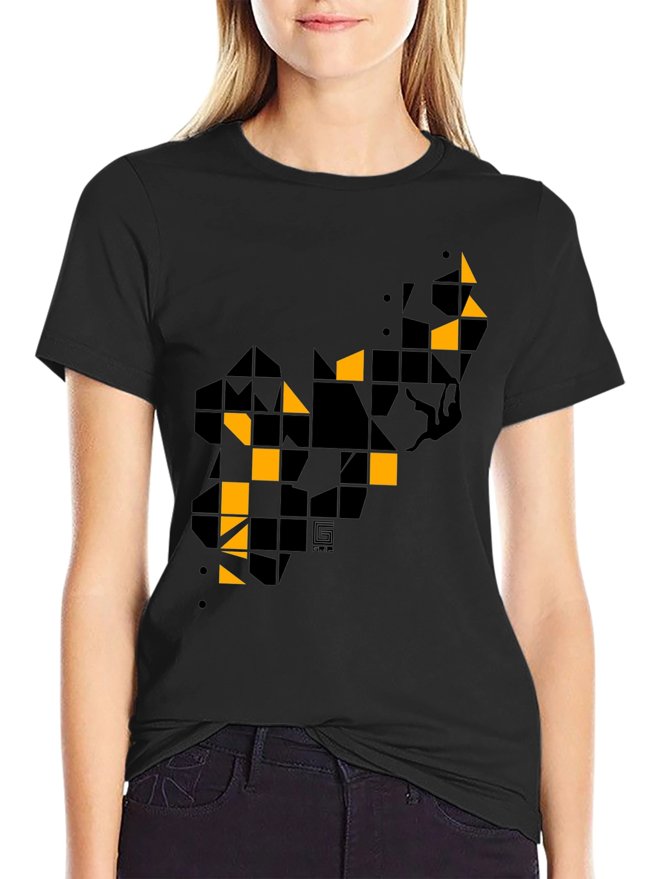 Geometric Graphic Print Mens Black T-Shirt