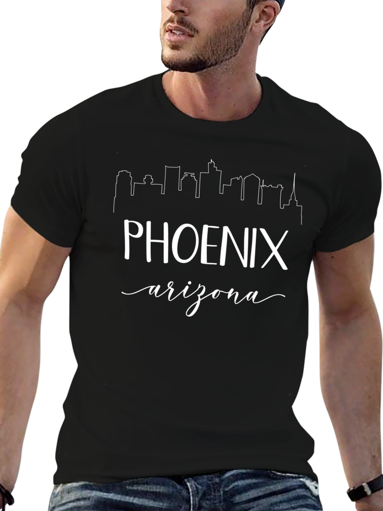 Phoenix Arizona Graphic Tee - City Skyline Black T-Shirt