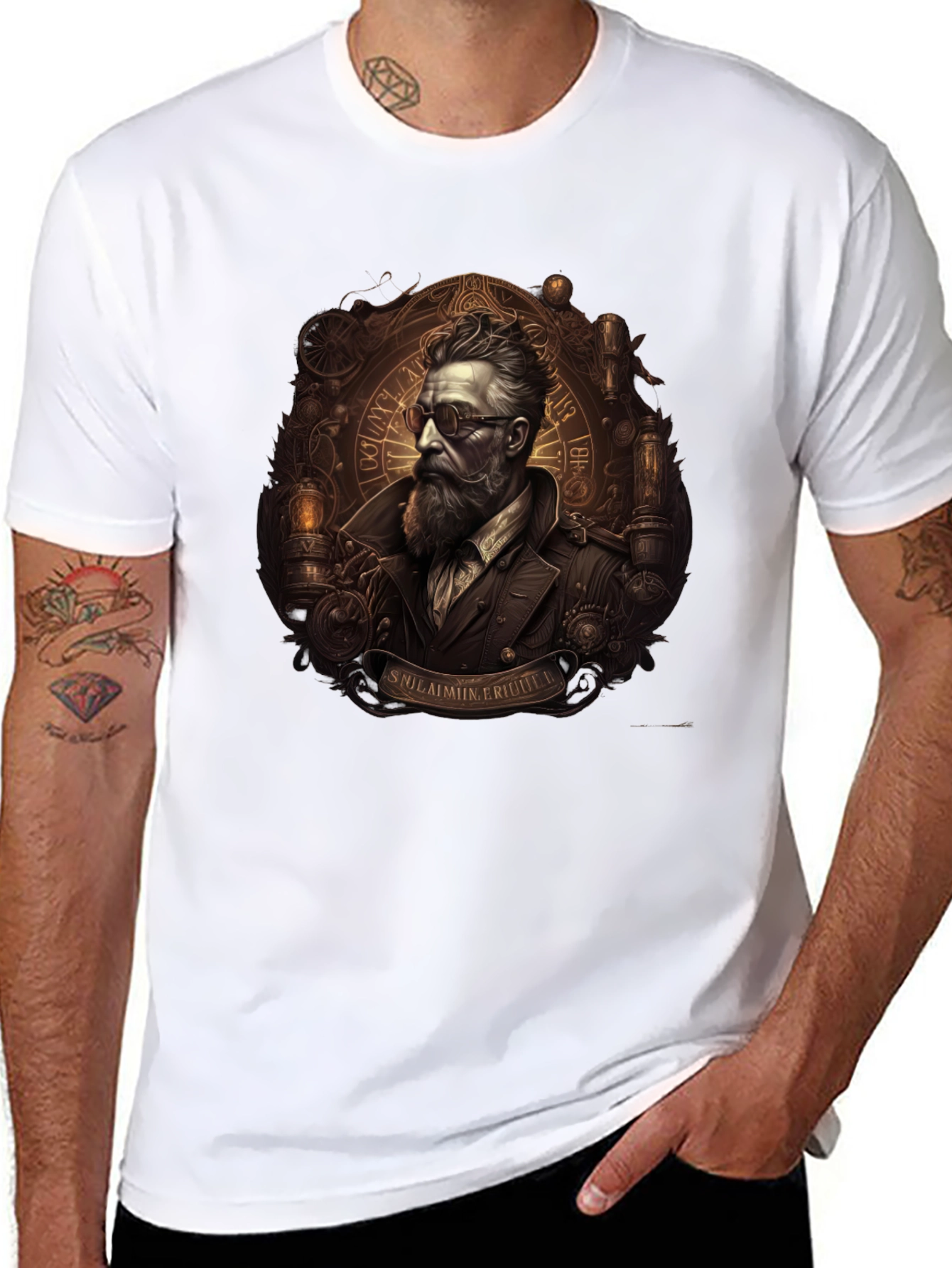 Steampunk Gentleman Graphic Tee - Unique Design