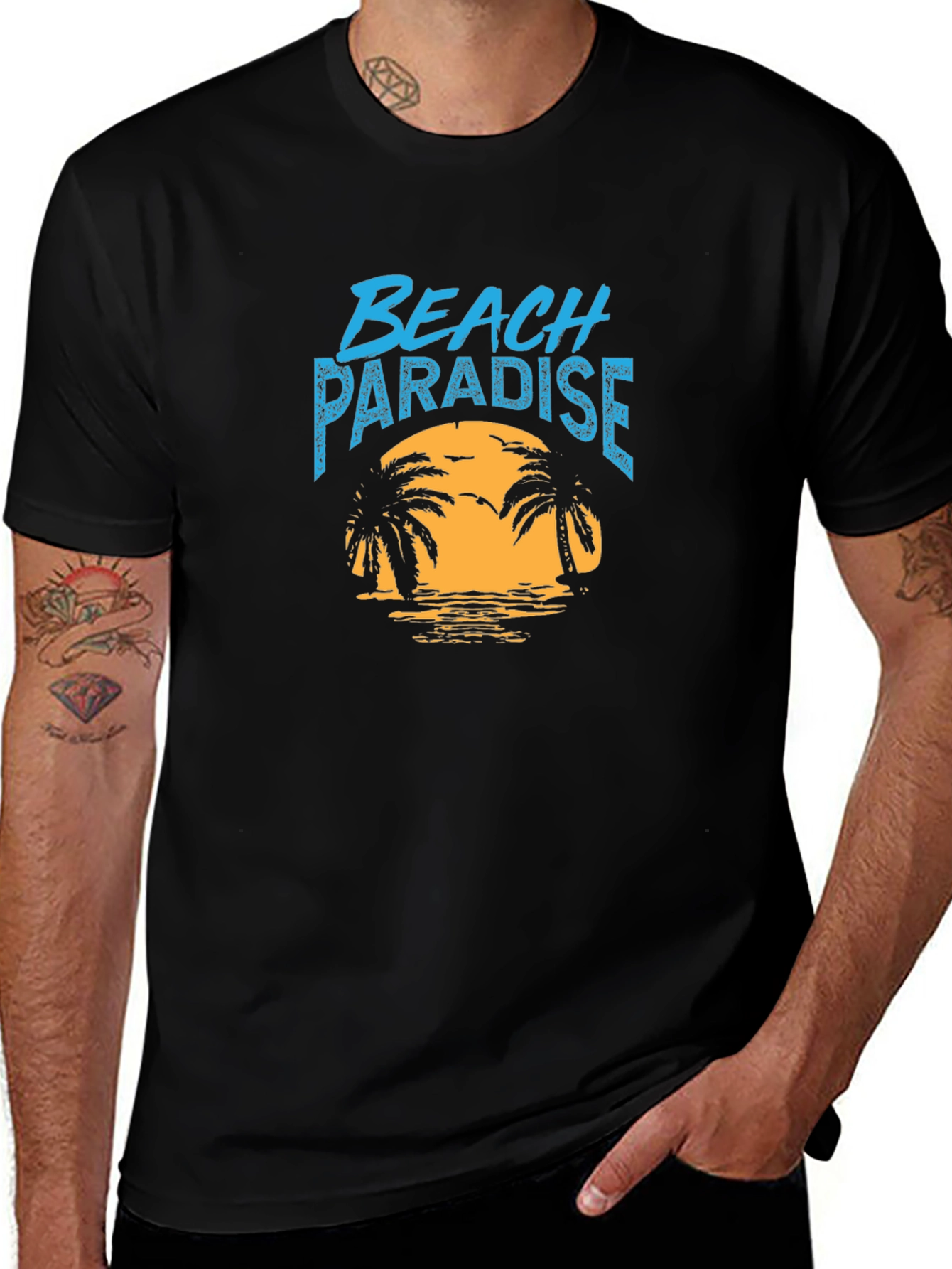 Beach Paradise Black T-Shirt - Tropical Vibe