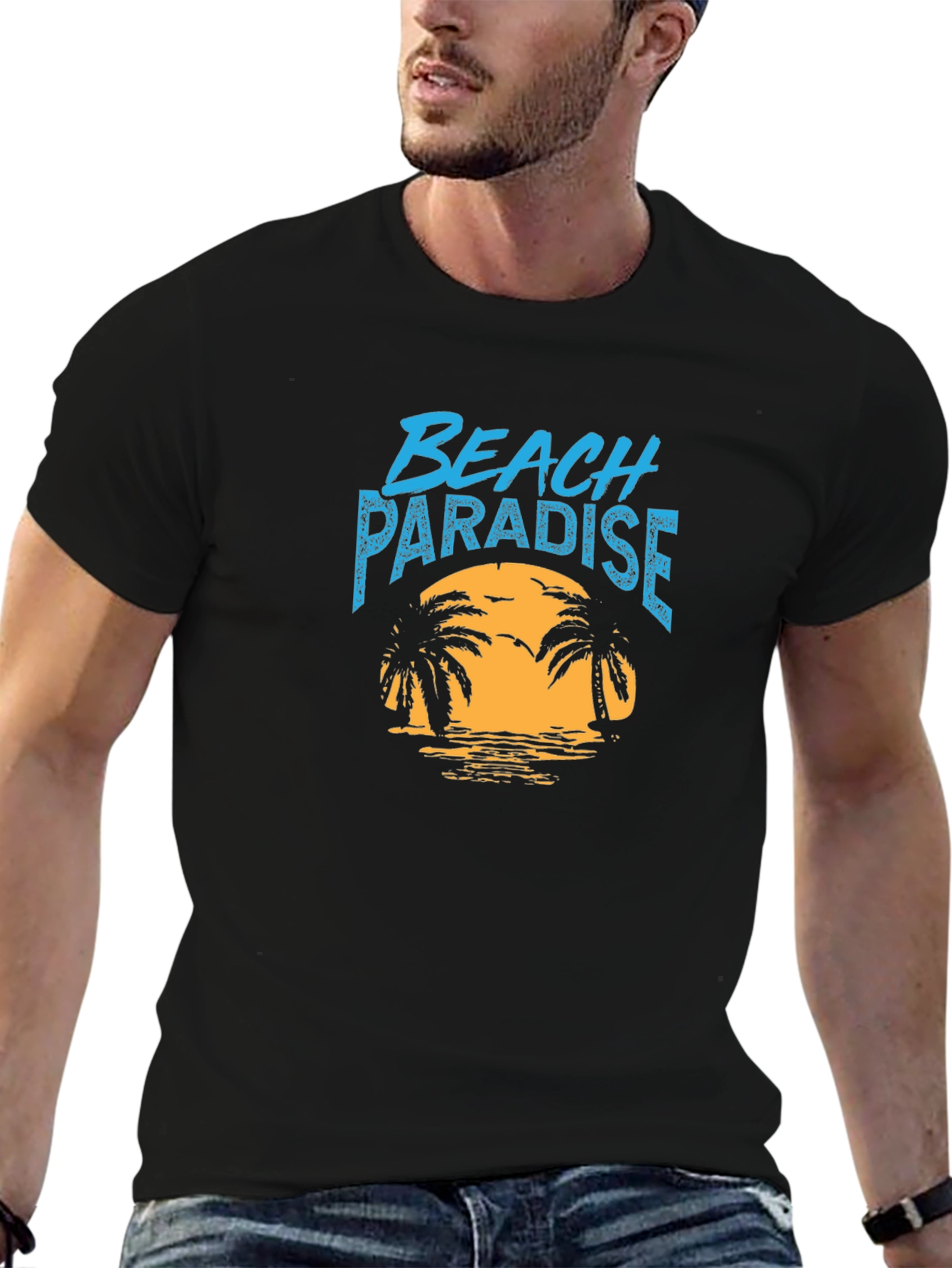 Beach Paradise Black T-Shirt - Tropical Vibe