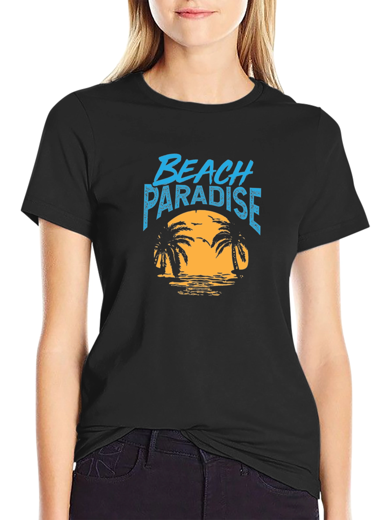 Beach Paradise Black T-Shirt - Tropical Vibe