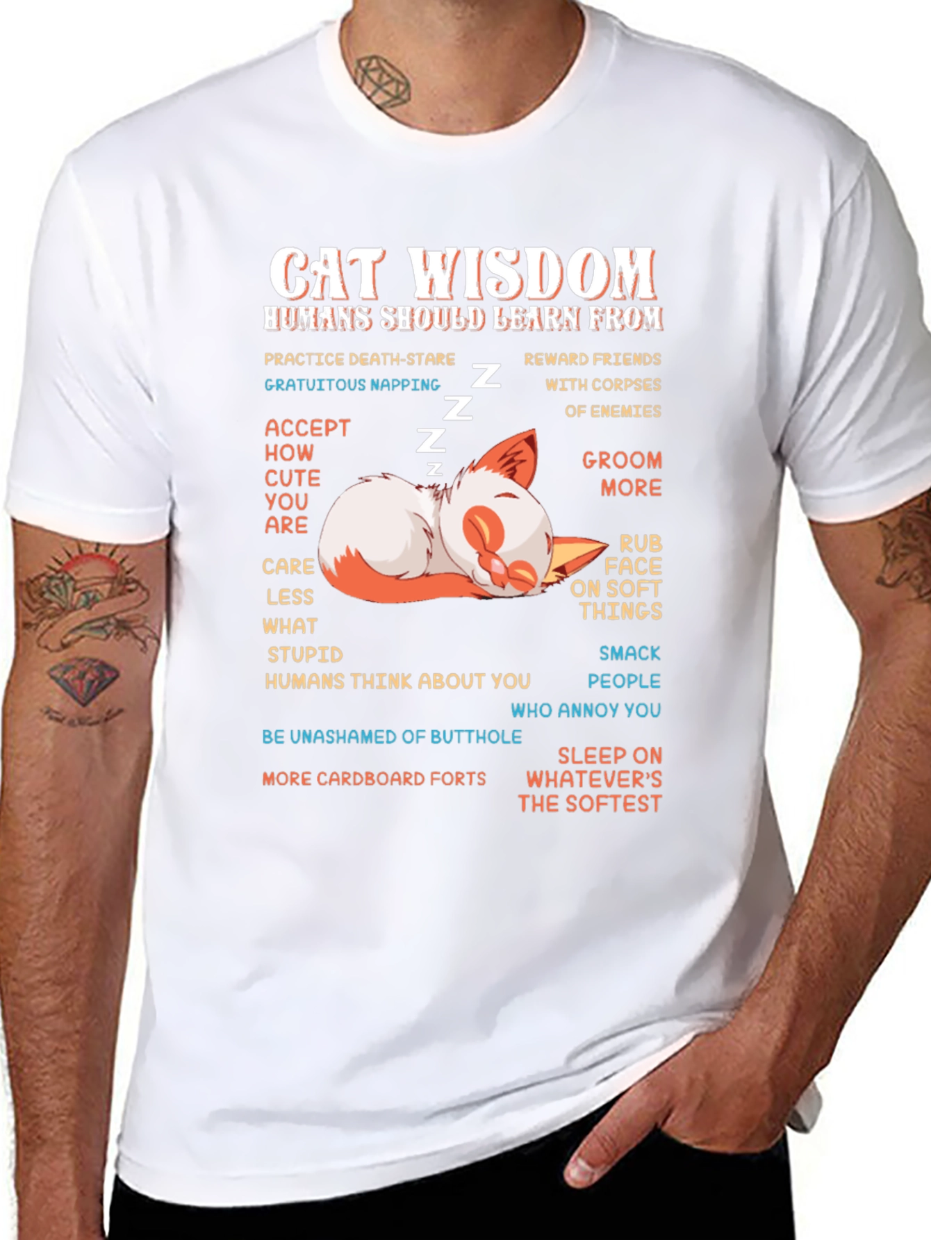 Cat Wisdom Graphic Tee - Learn from Cats!