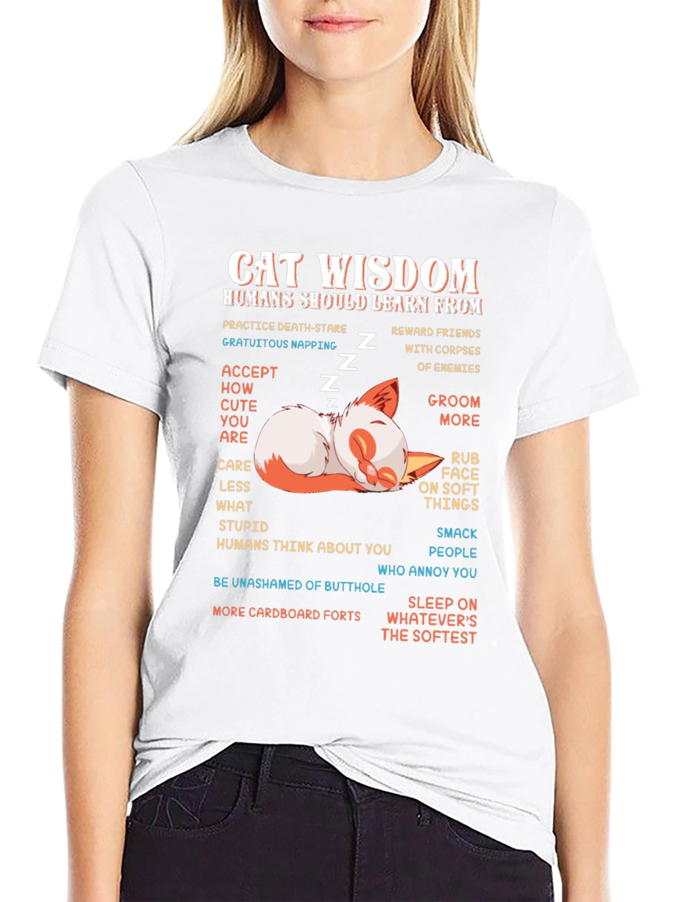 Cat Wisdom Graphic Tee - Learn from Cats!