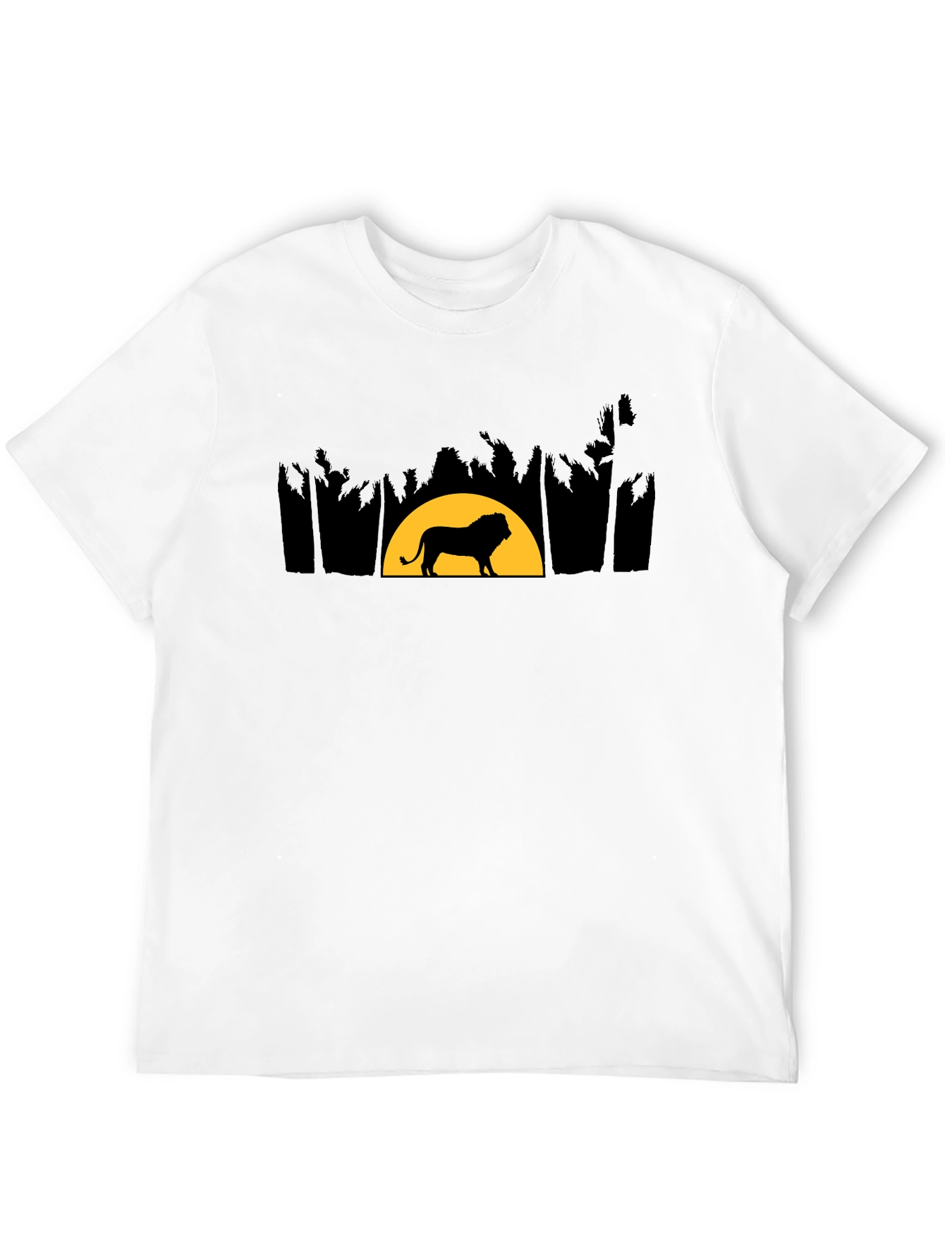Lion Sunset Graphic Tee - Black Cotton Shirt