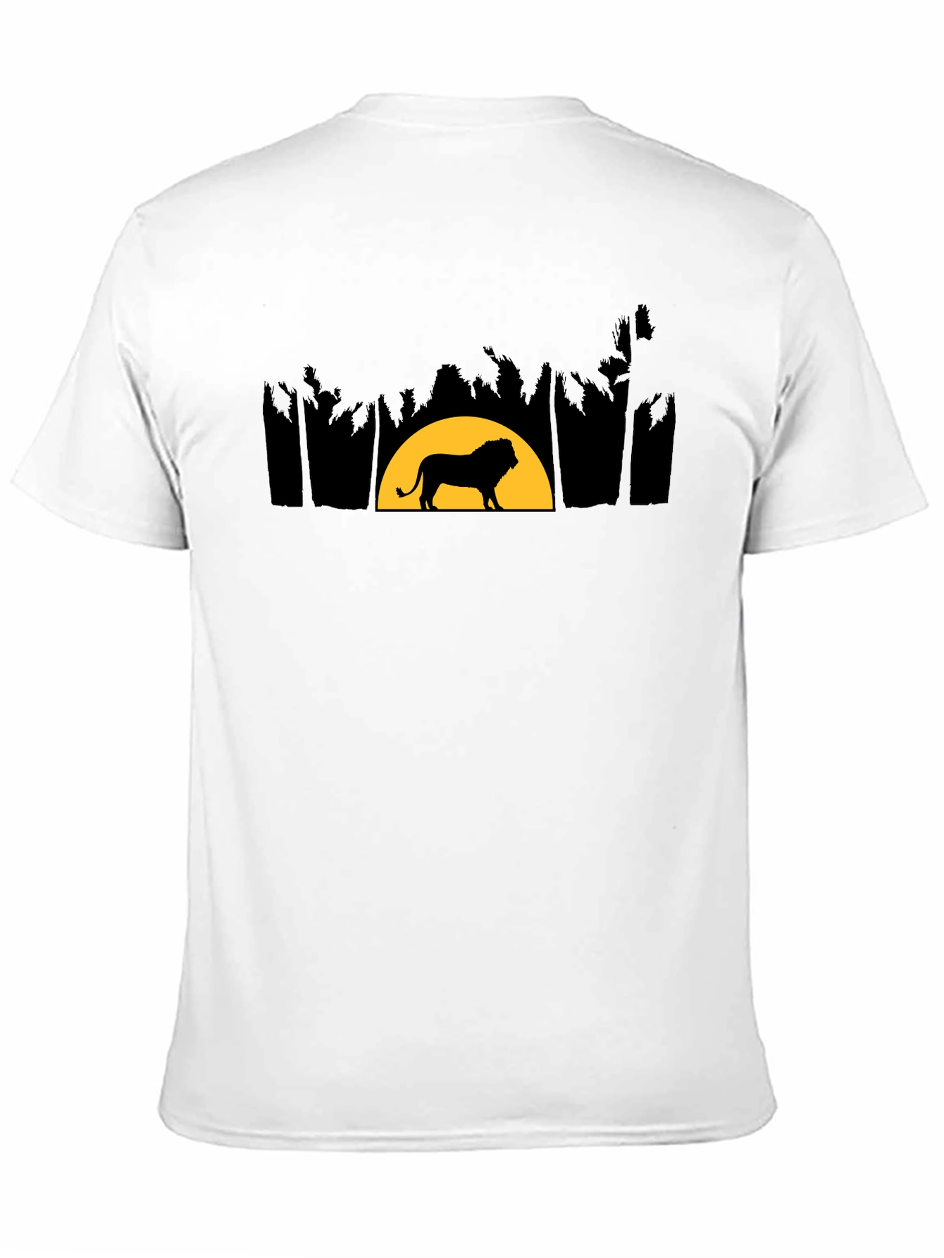 Lion Sunset Graphic Tee - Black Cotton Shirt