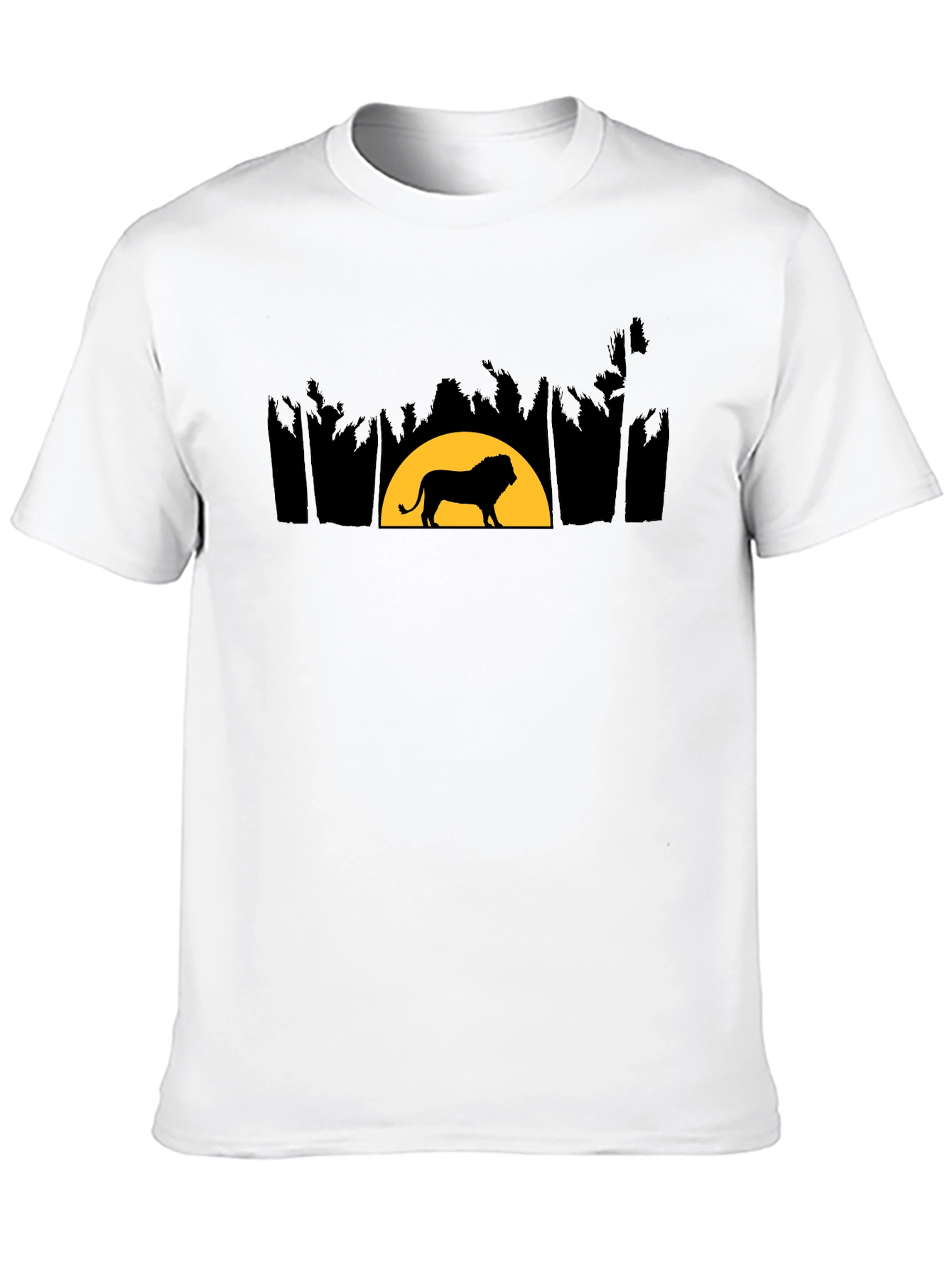 Lion Sunset Graphic Tee - Black Cotton Shirt
