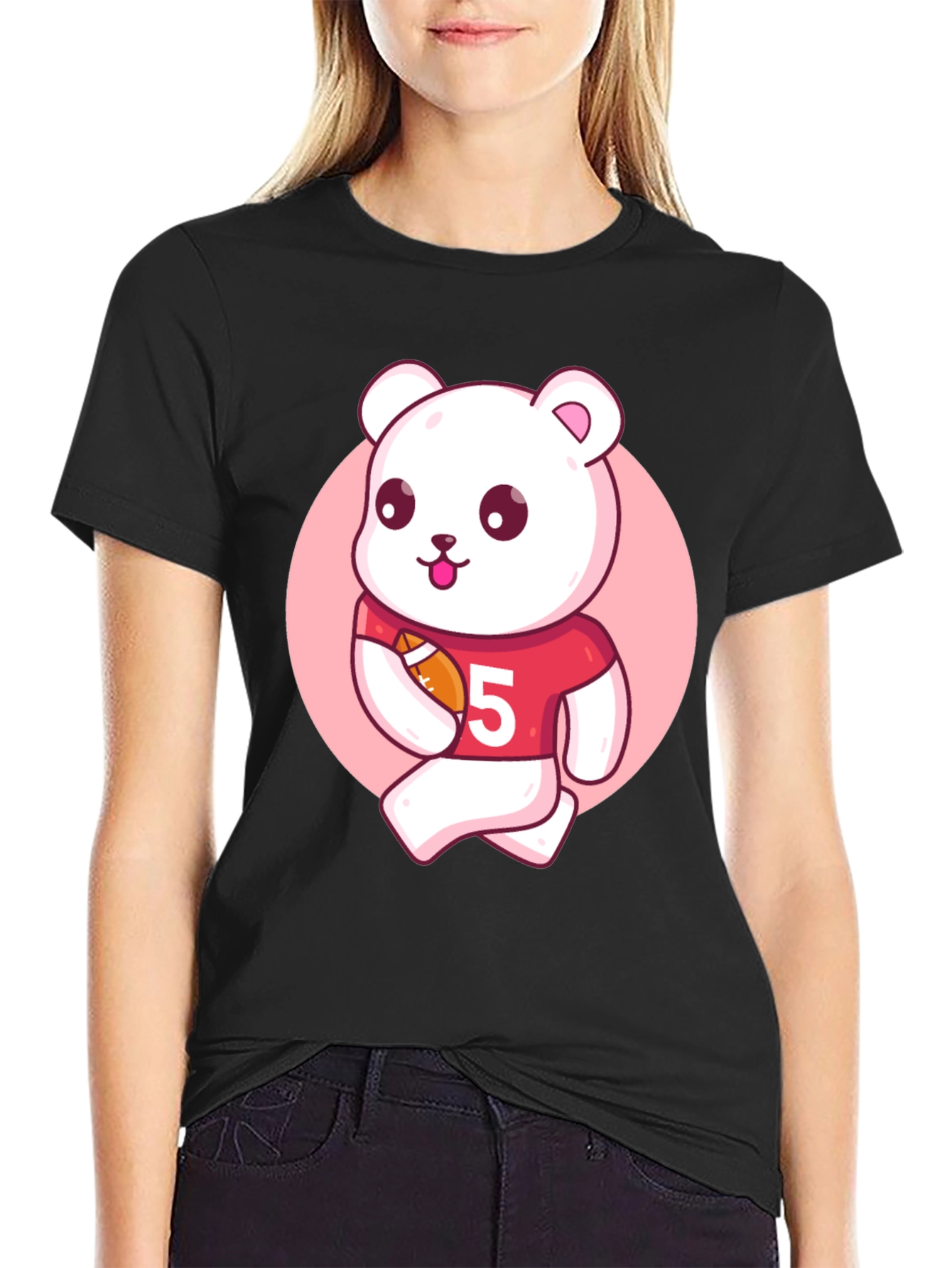 Cartoon Bear Football T-Shirt