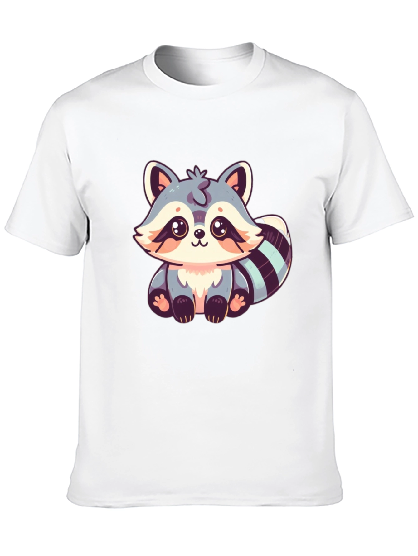 Cute Raccoon Graphic Print Black T-Shirt