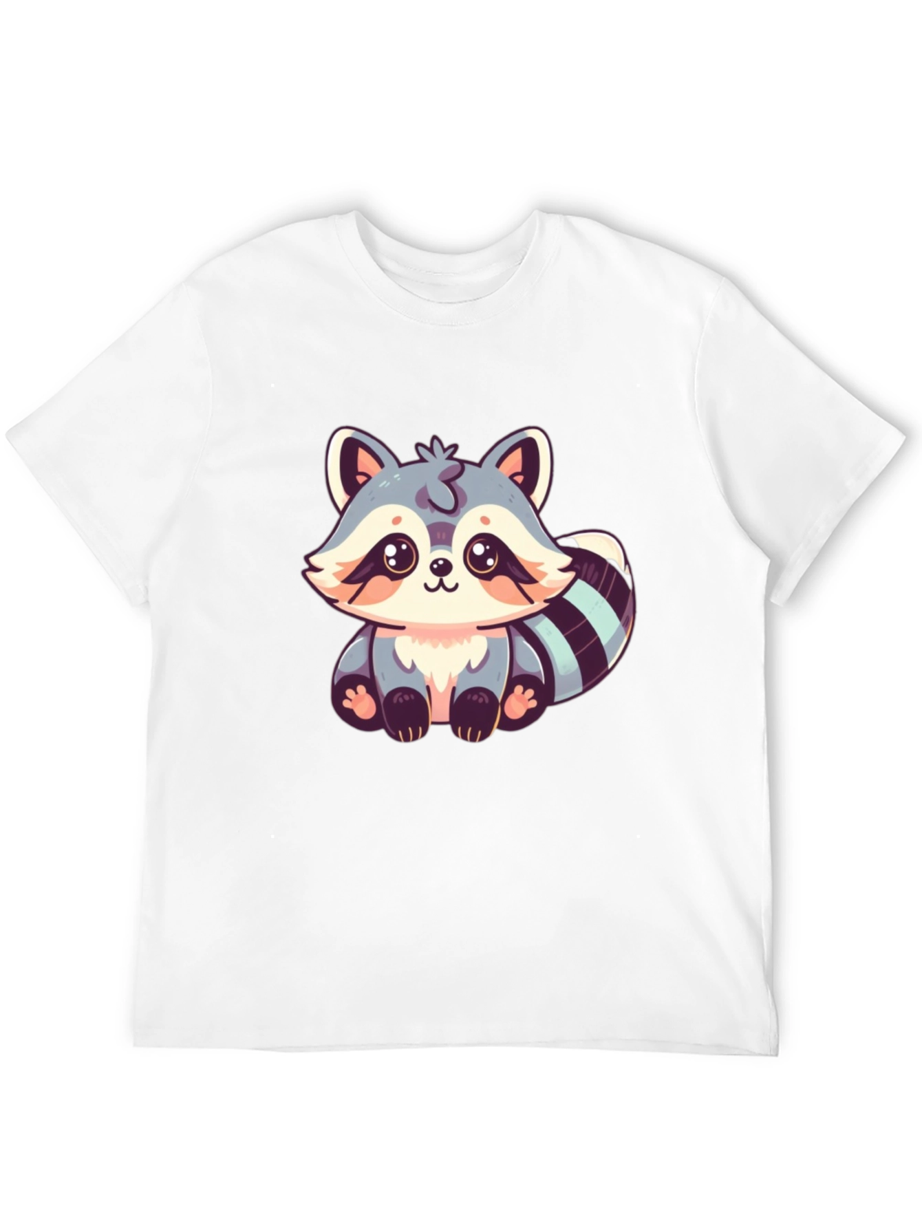 Cute Raccoon Graphic Print Black T-Shirt