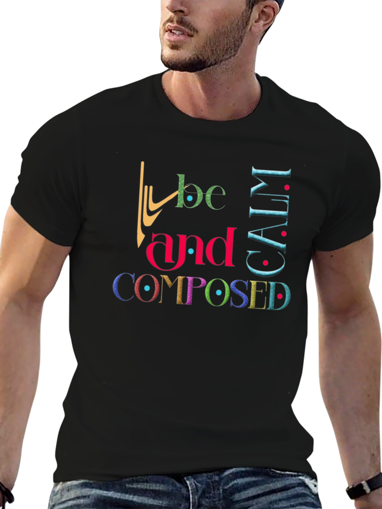 Be Calm and Composed Graphic Tee - Black