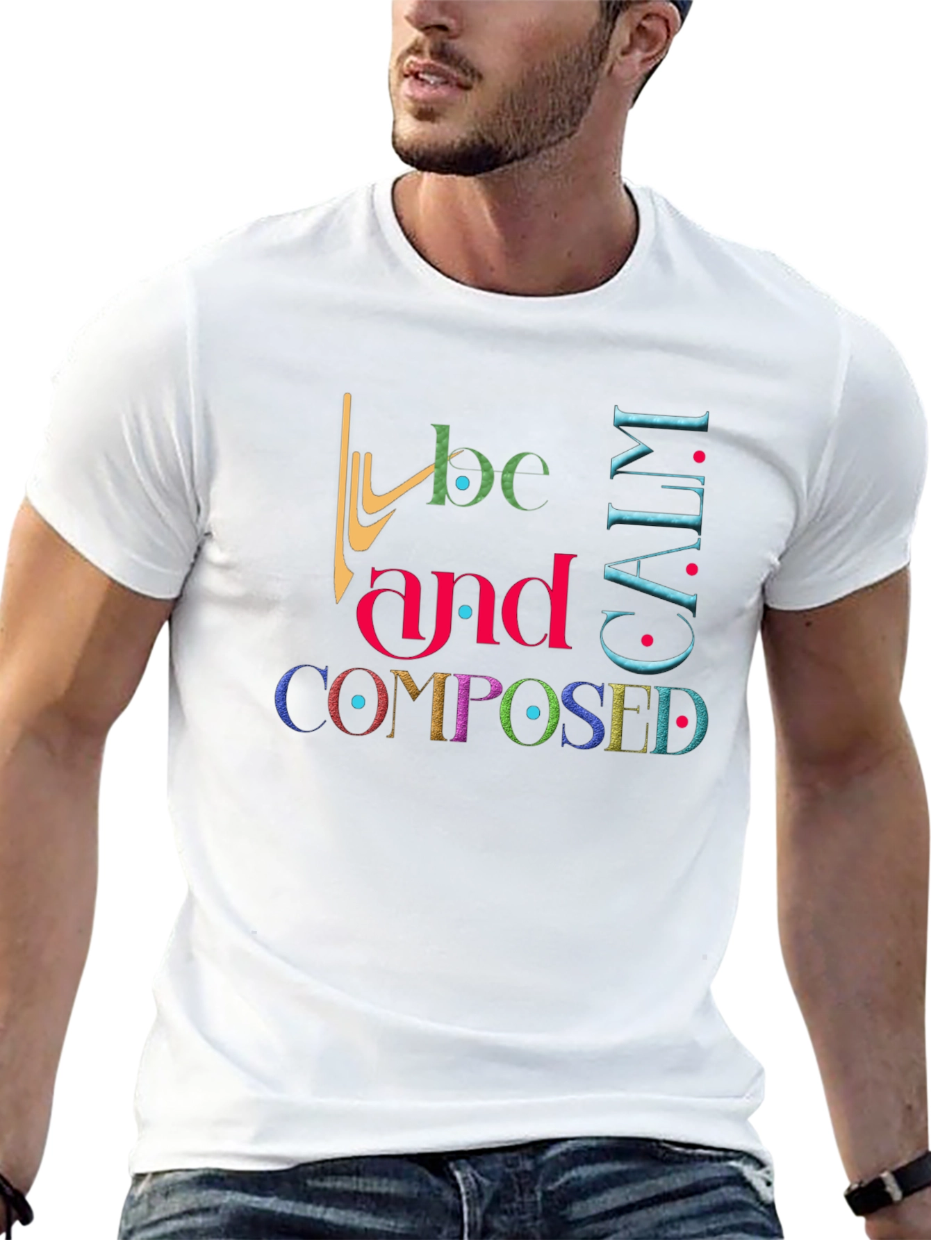 Be Calm and Composed Graphic Tee - Black
